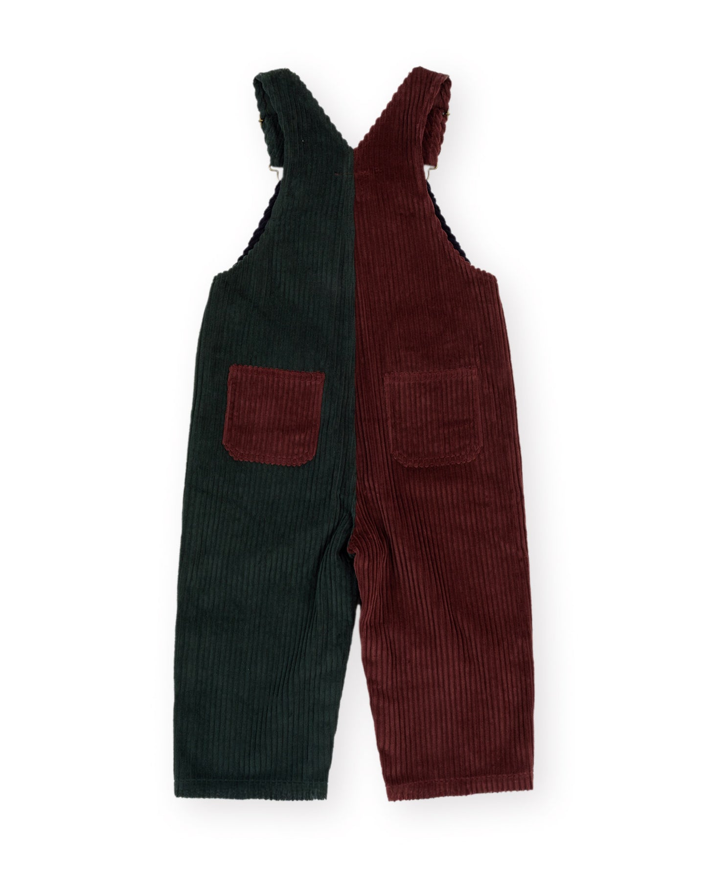 Goldie + Ace Austin Corduroy Colour Block Overalls Brown | Moss | Navy