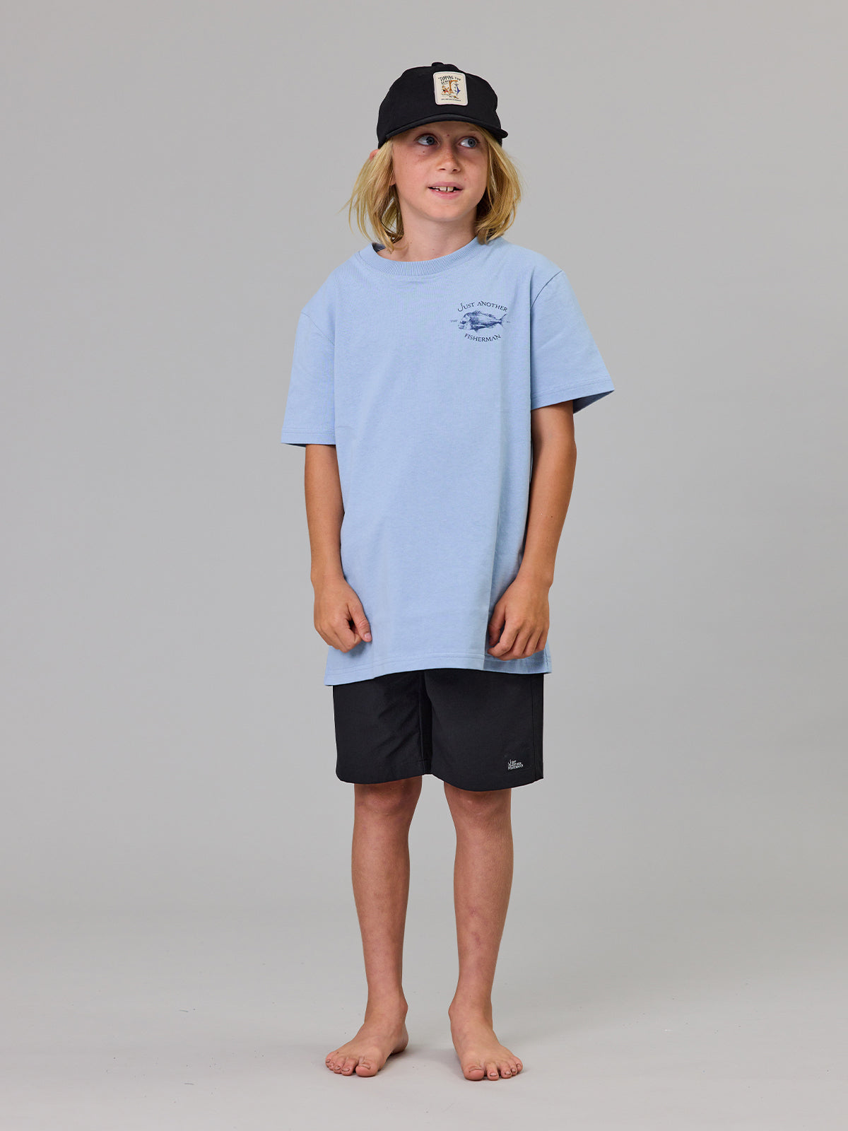 Just Another Fisherman Mini Snapper Short Sleeve Tee Washed Blue