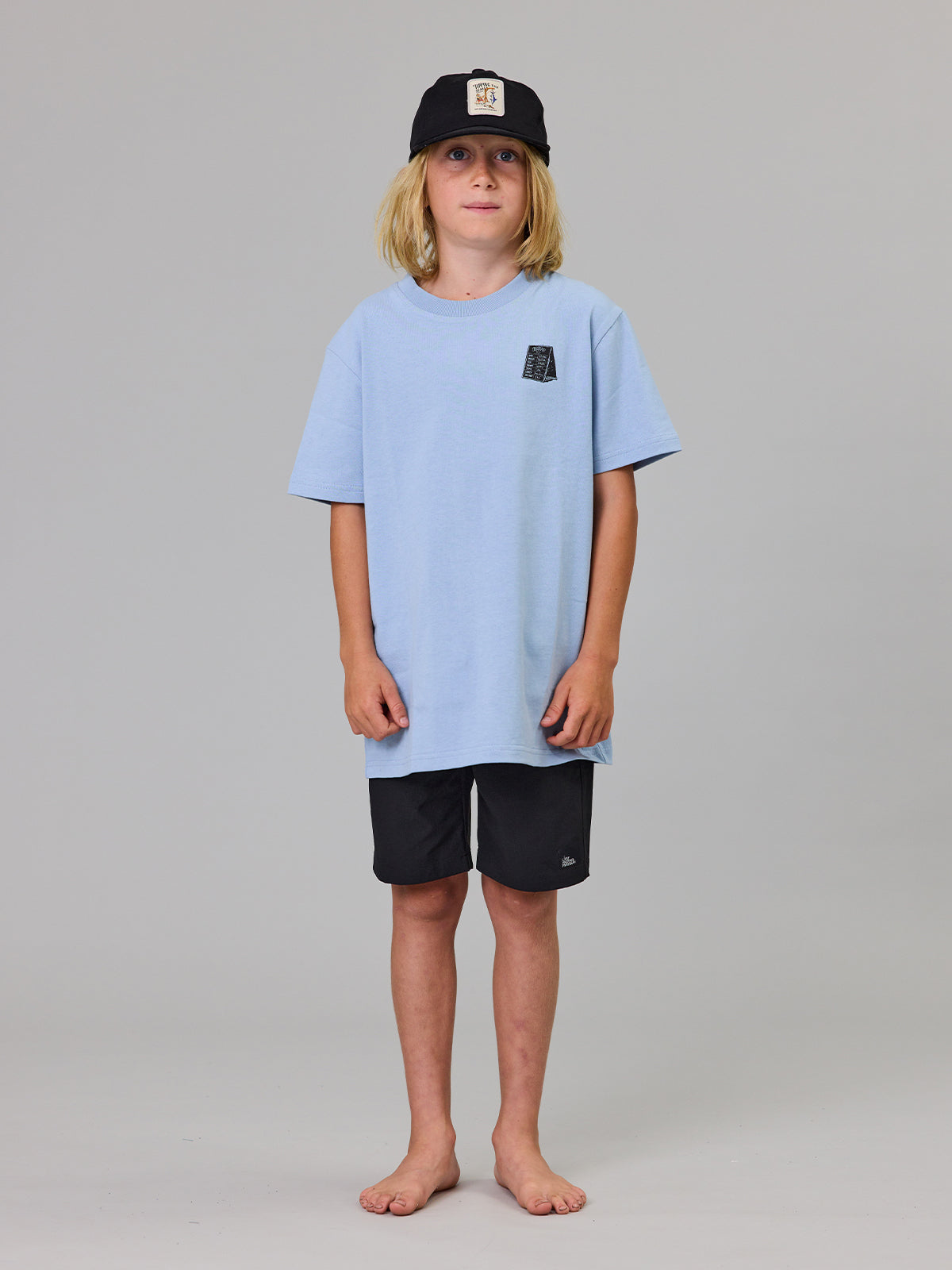 Just Another Fisherman Mini Tipping The Scales Short Sleeve Tee Washed Blue