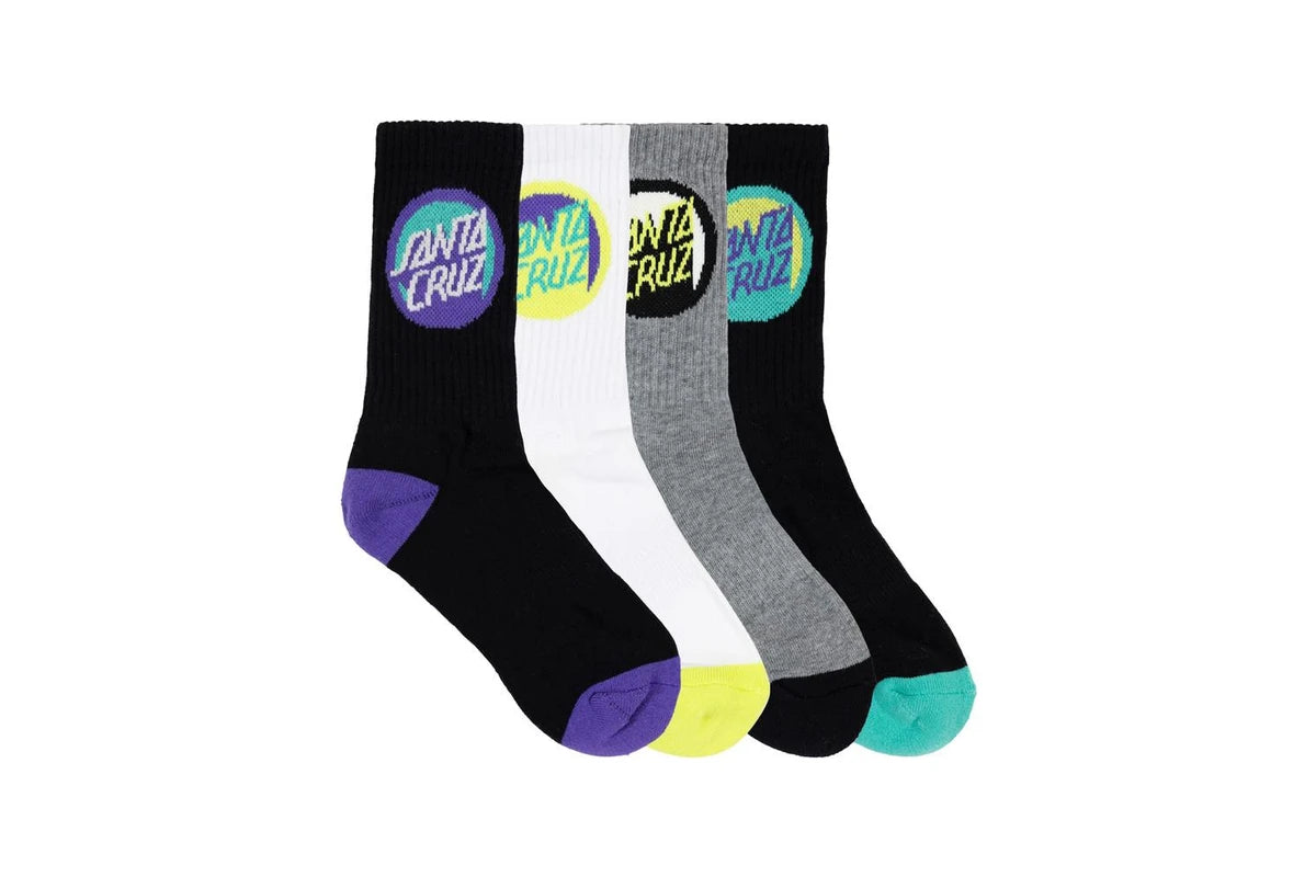 Santa Cruz Bold Shadow Dot Crew Sock 4pack Black | White | Marle