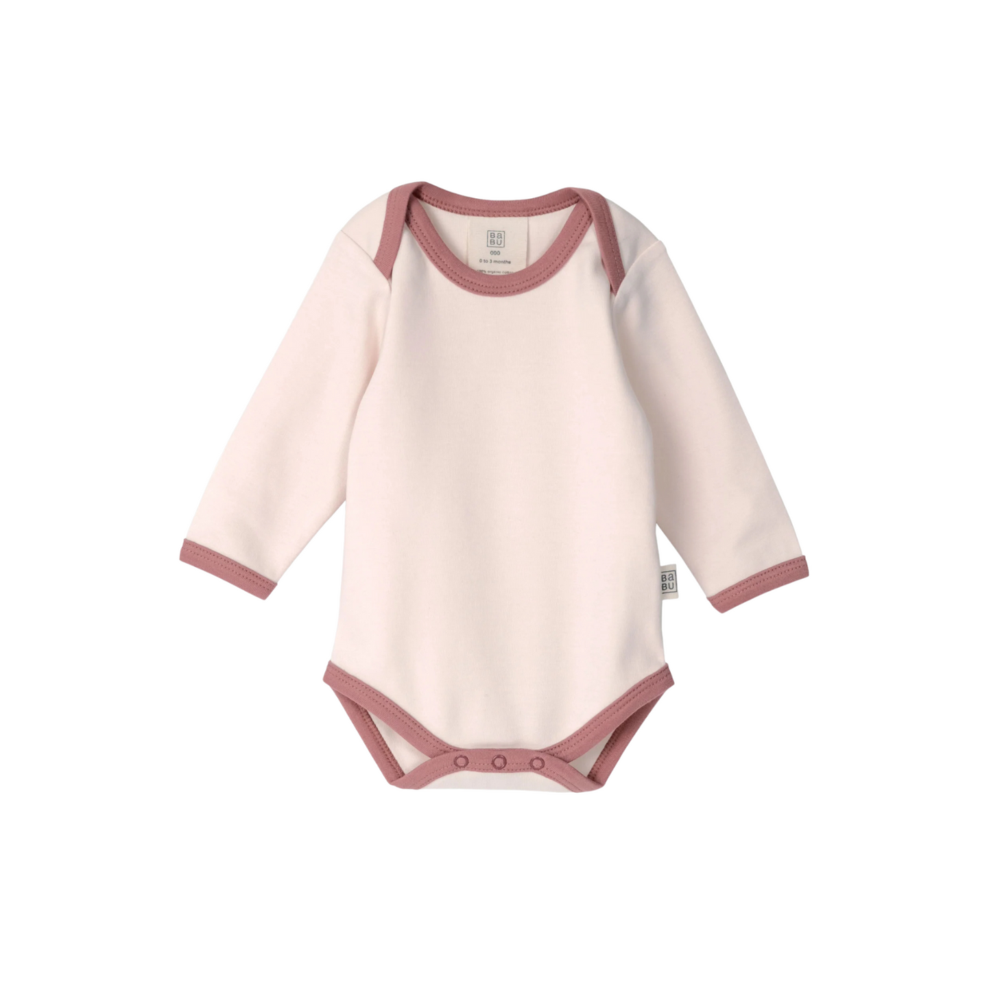 Babu Organic Long Sleeve Bodysuit Petal Contrast