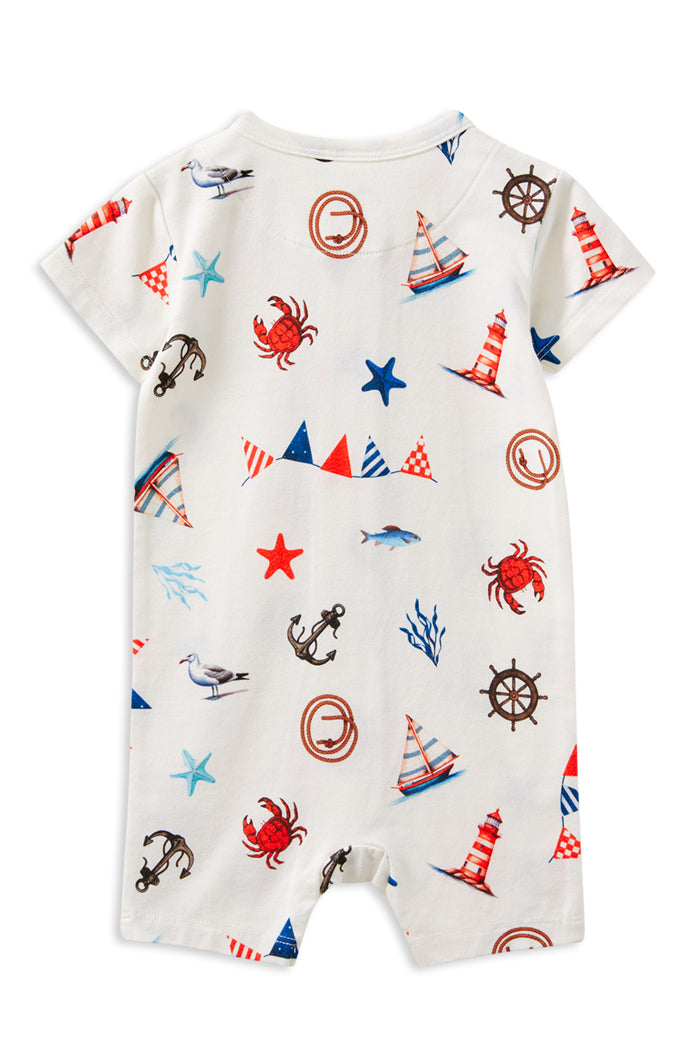 Milky Seaside Zip Romper