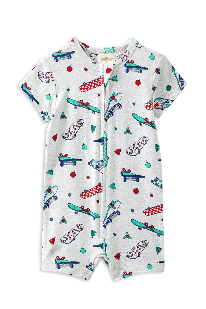 Milky Christmas Skate Zip Romper