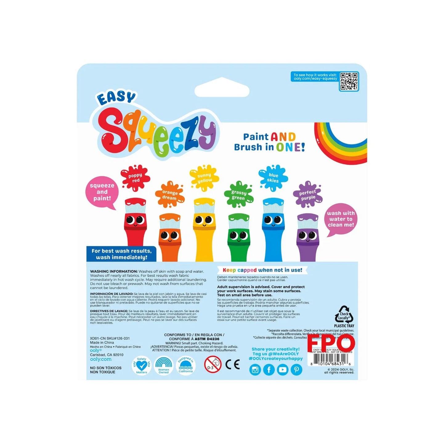 Easy Squeezy | Squeezable Poster Paint Brushes Set of 6