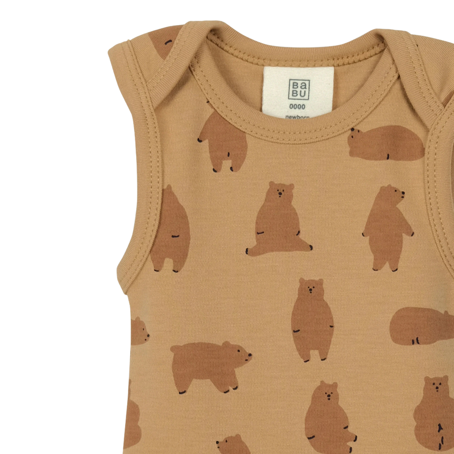 Babu Organic Cotton Singlet Bodysuit Chubby Bear