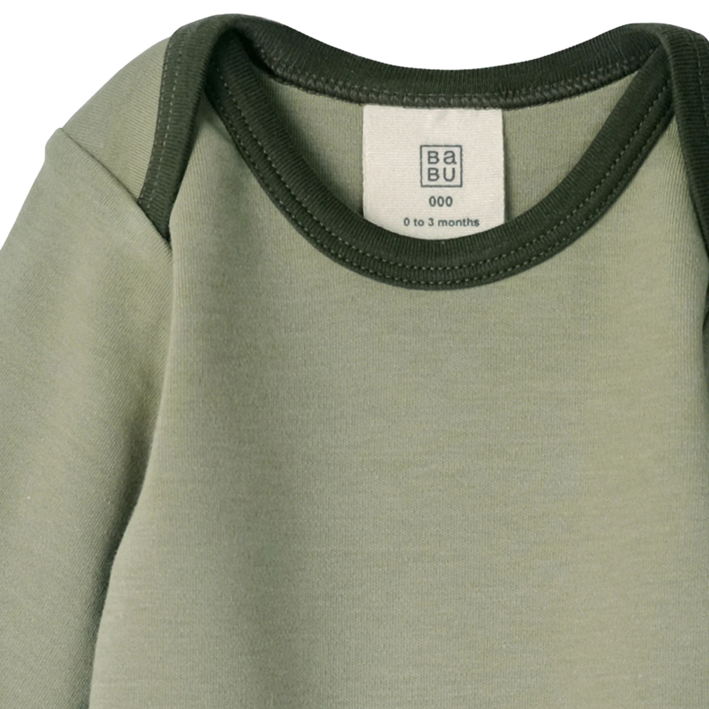 Babu Organic Cotton Long Sleeve Bodysuit Sage Contrast