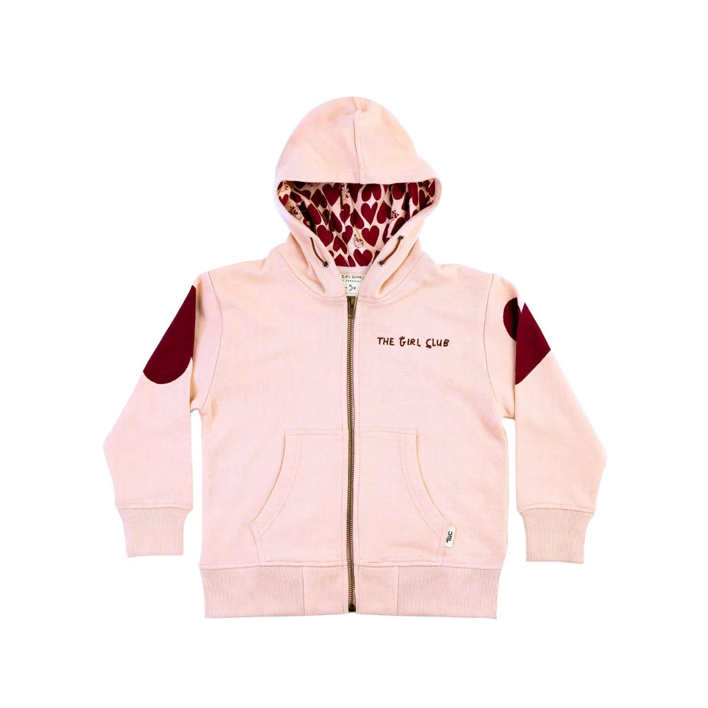 The Girl Club Pink Heart Zip Hood