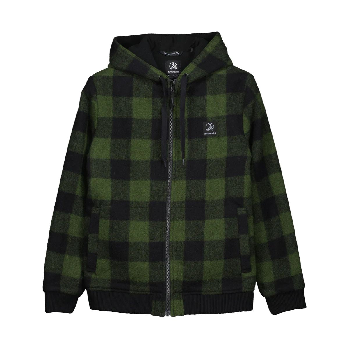 Swanndri Kid's Crooked River Wool Hoodie Olive/Black Check