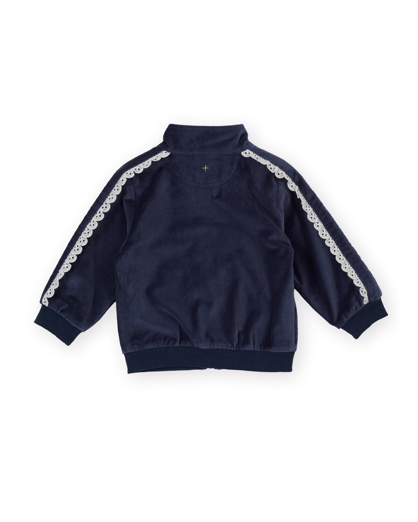 Goldie + Ace Velour Broderie Sweat Jacket Navy