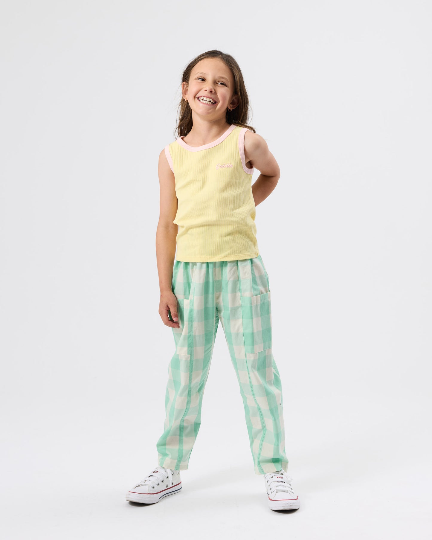 Goldie + Ace Embroidered Colour Pop Rib Singlet Yellow