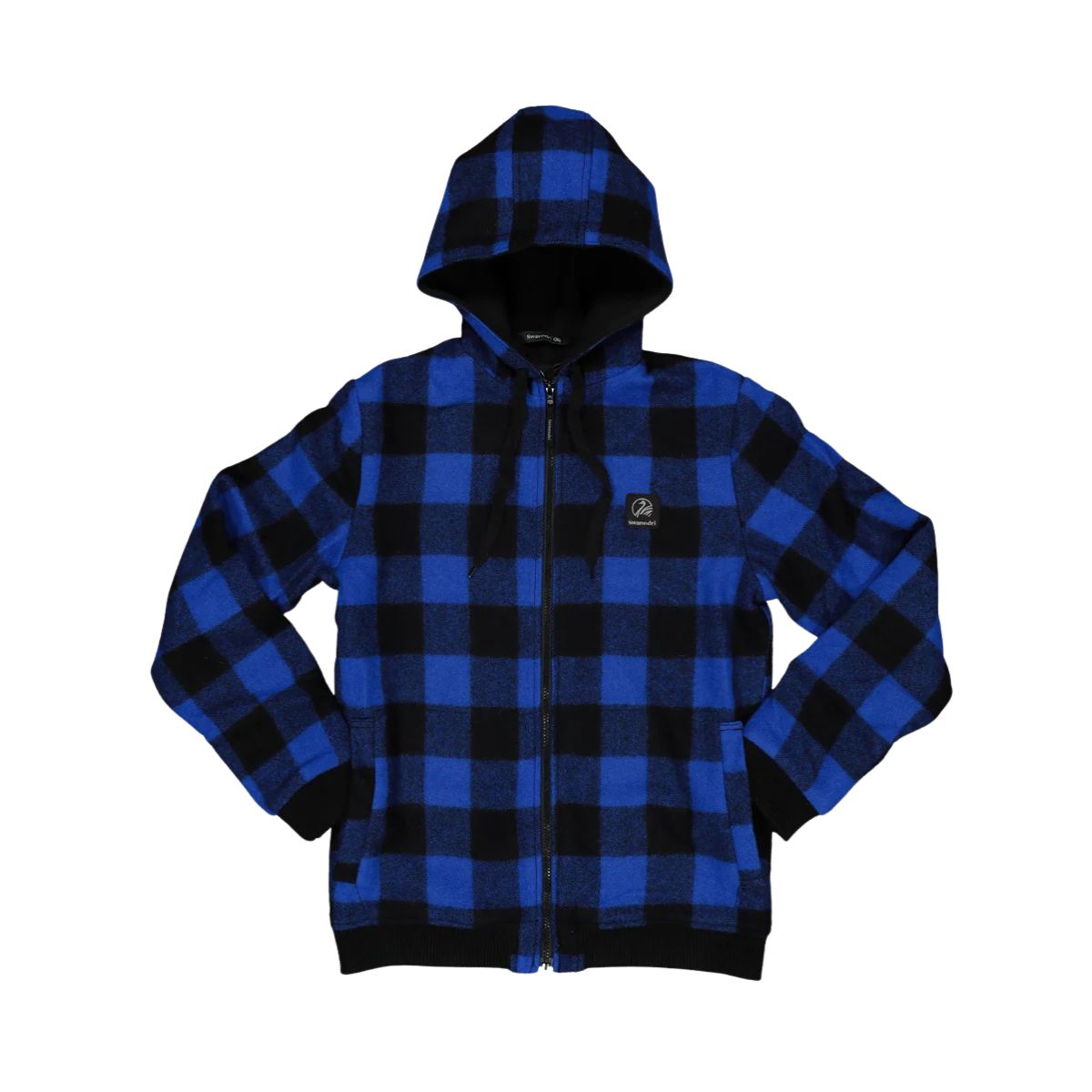 Swanndri Kid's Crooked River Wool Hoodie Blue/Black Check