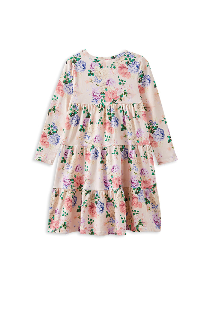 Milky Hydrangea Tiered Dress