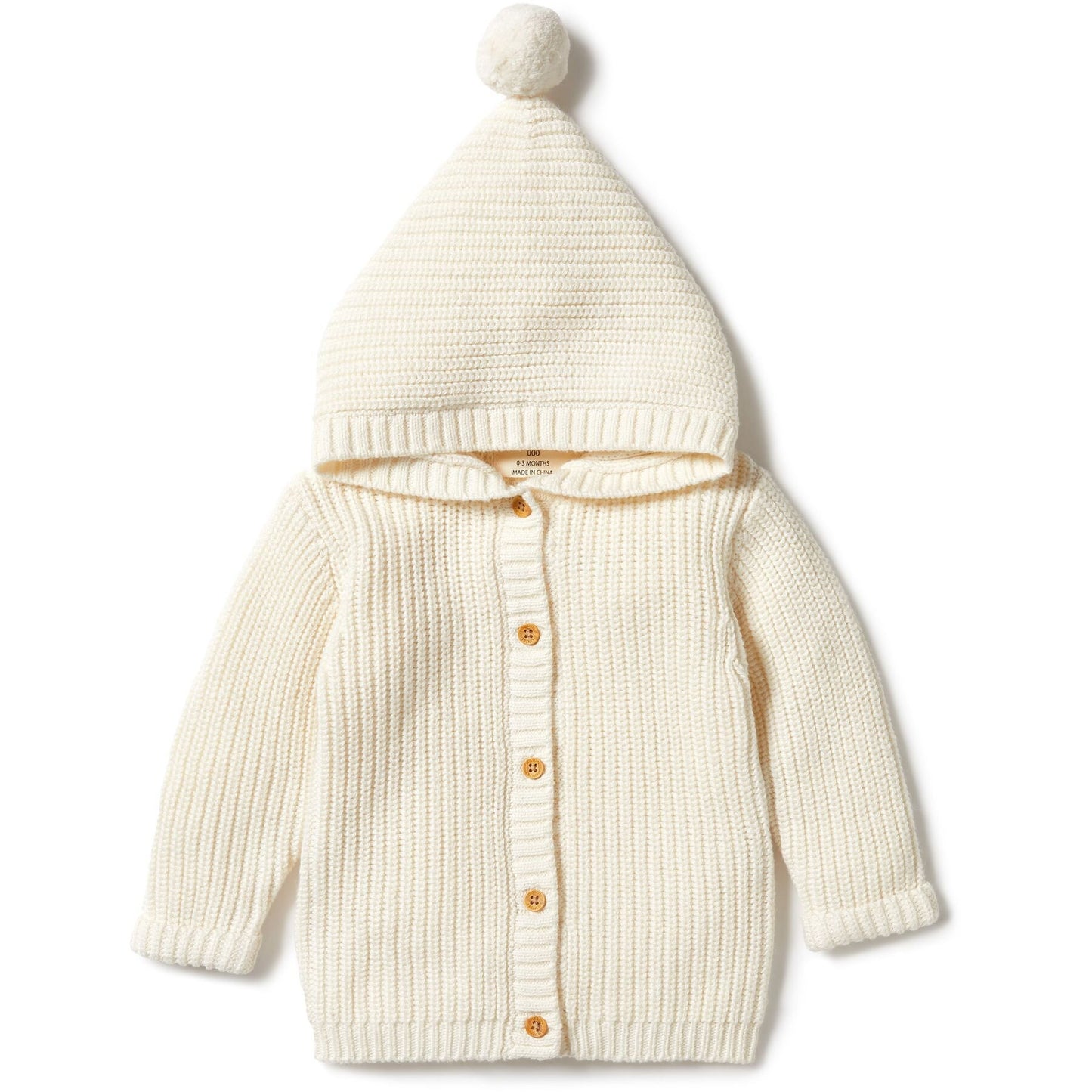 Wilson & Frenchy Knitted Jacket with Pom Pom Gardenia