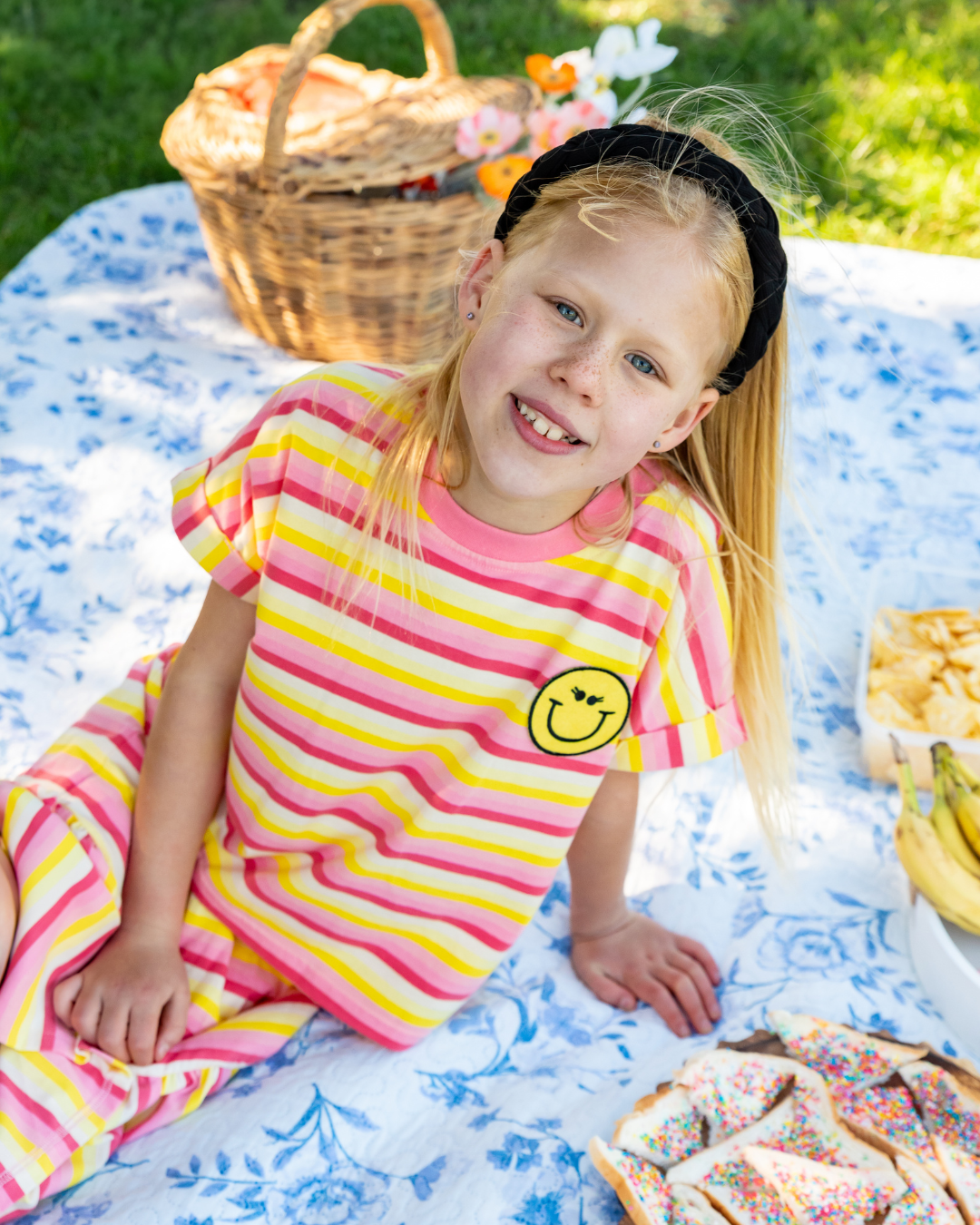 The Girl Club Coral Striped Tee