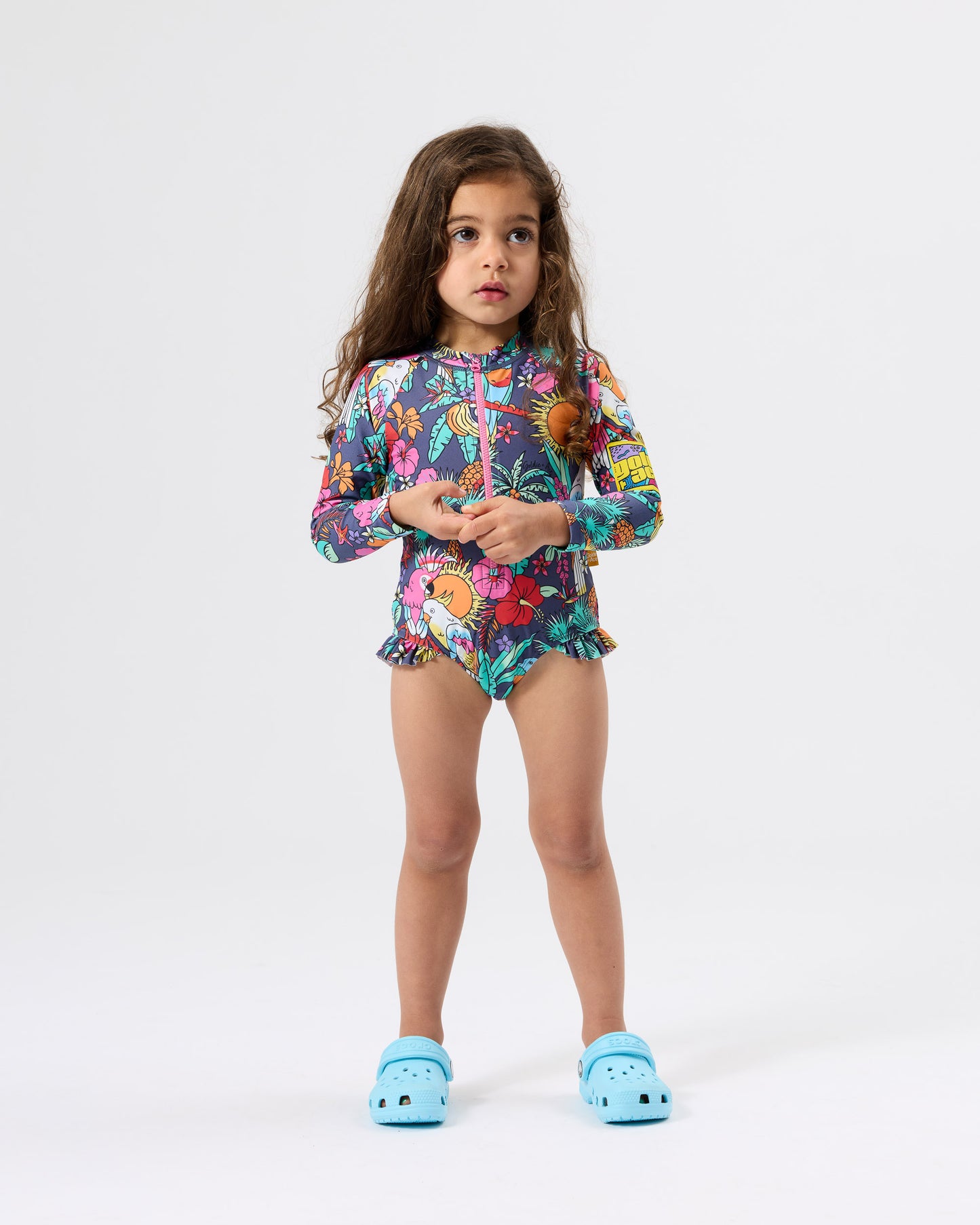 Goldie + Ace Paradise Long Sleeve Frill Swimsuit