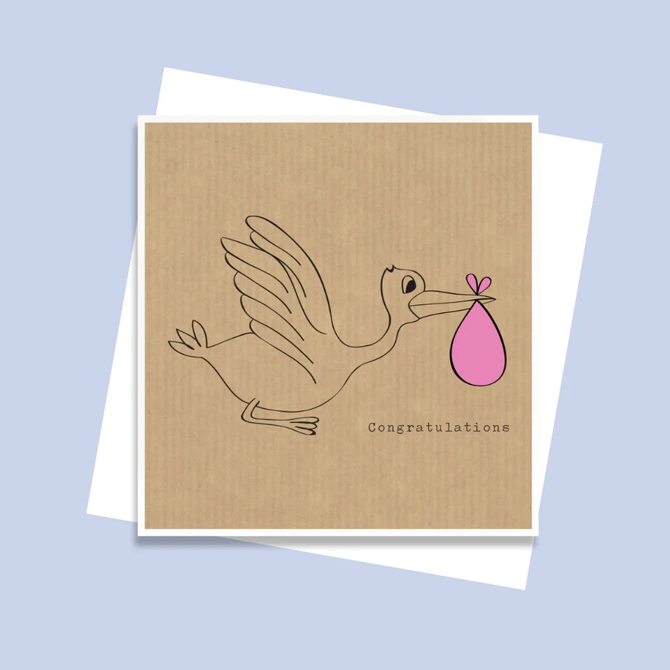 The Little Card Factory Pink Stork Card