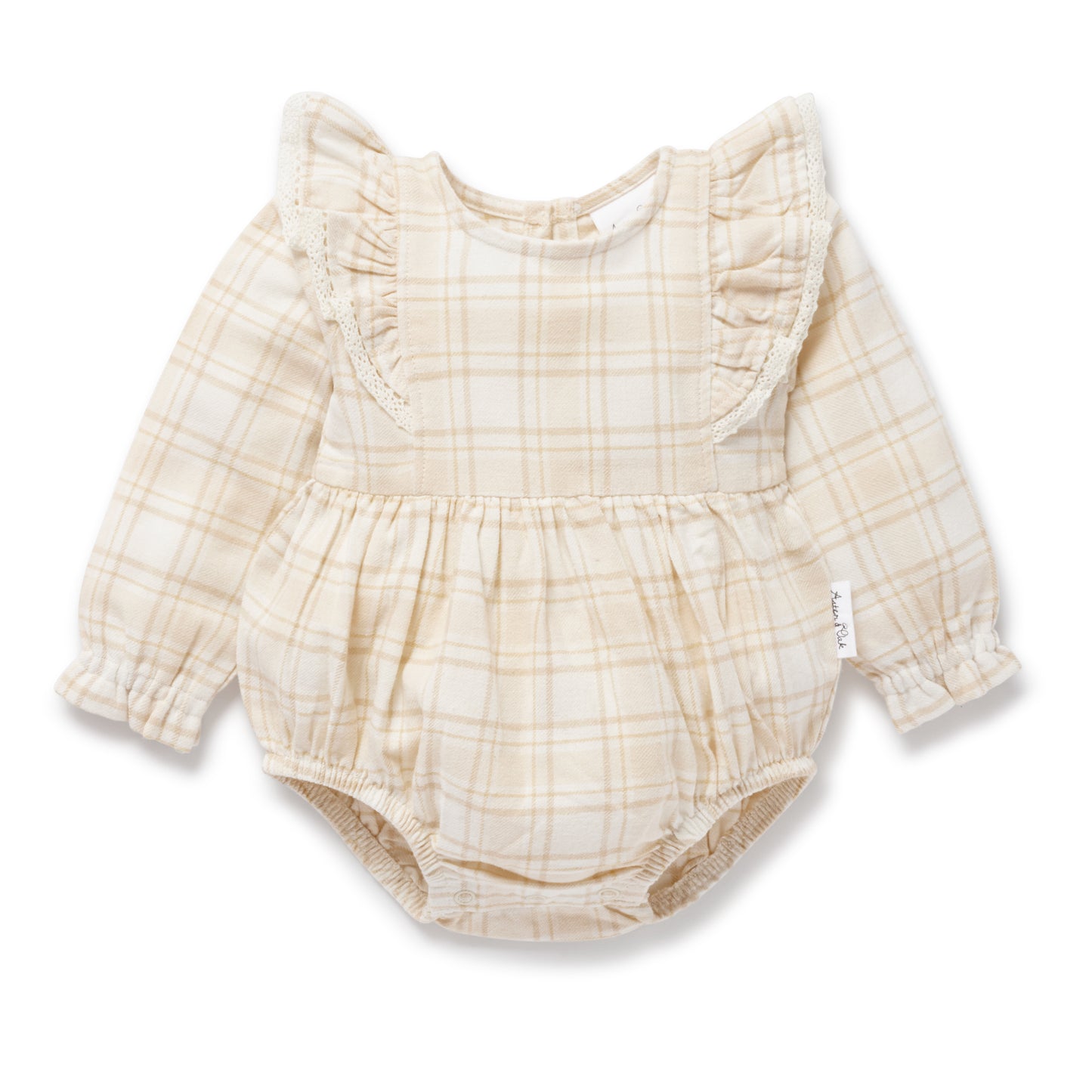 Aster & Oak Beige Plaid Bubble Bodysuit