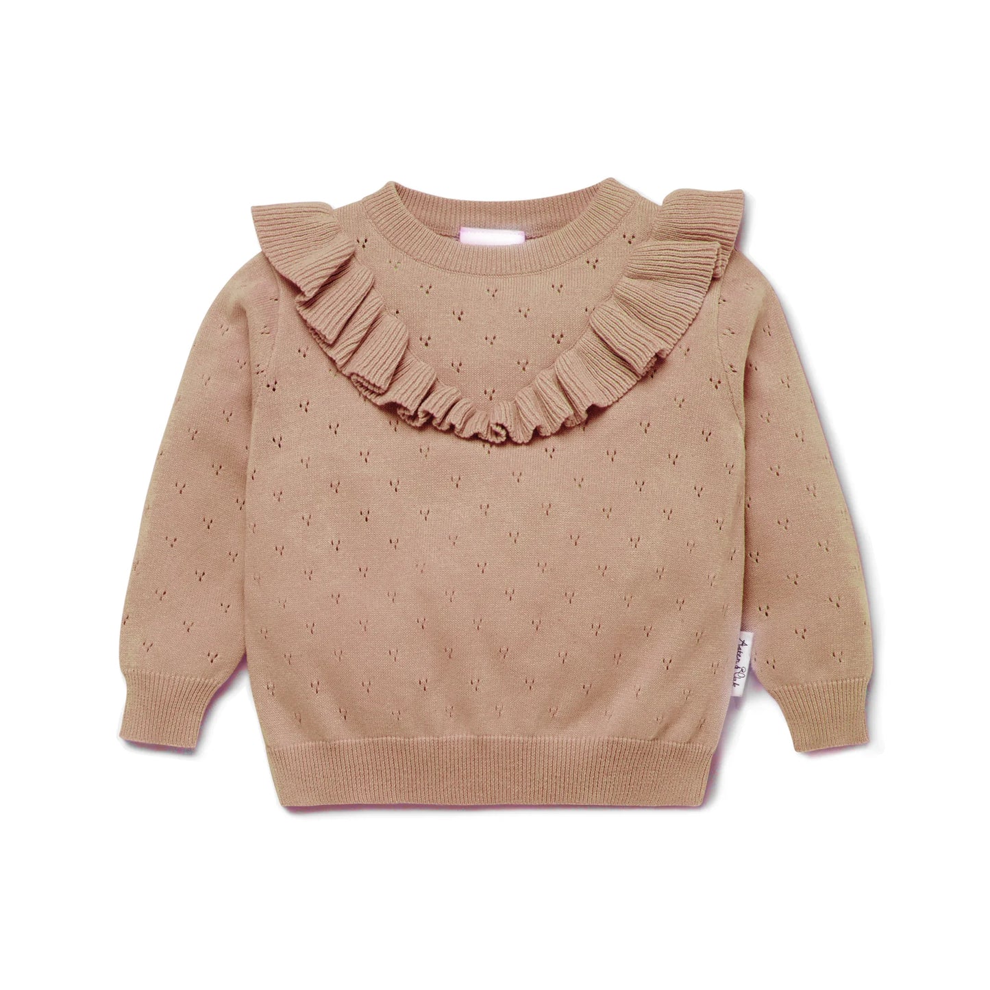 Aster & Oak Cocoa Ruffle Knit Jumper