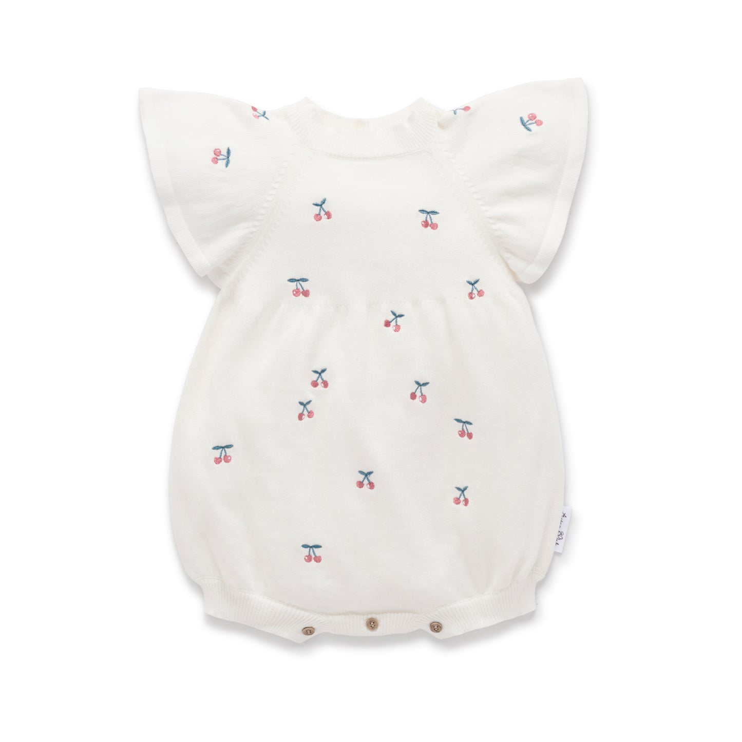 Aster & Oak Cherry Knit Romper Natural