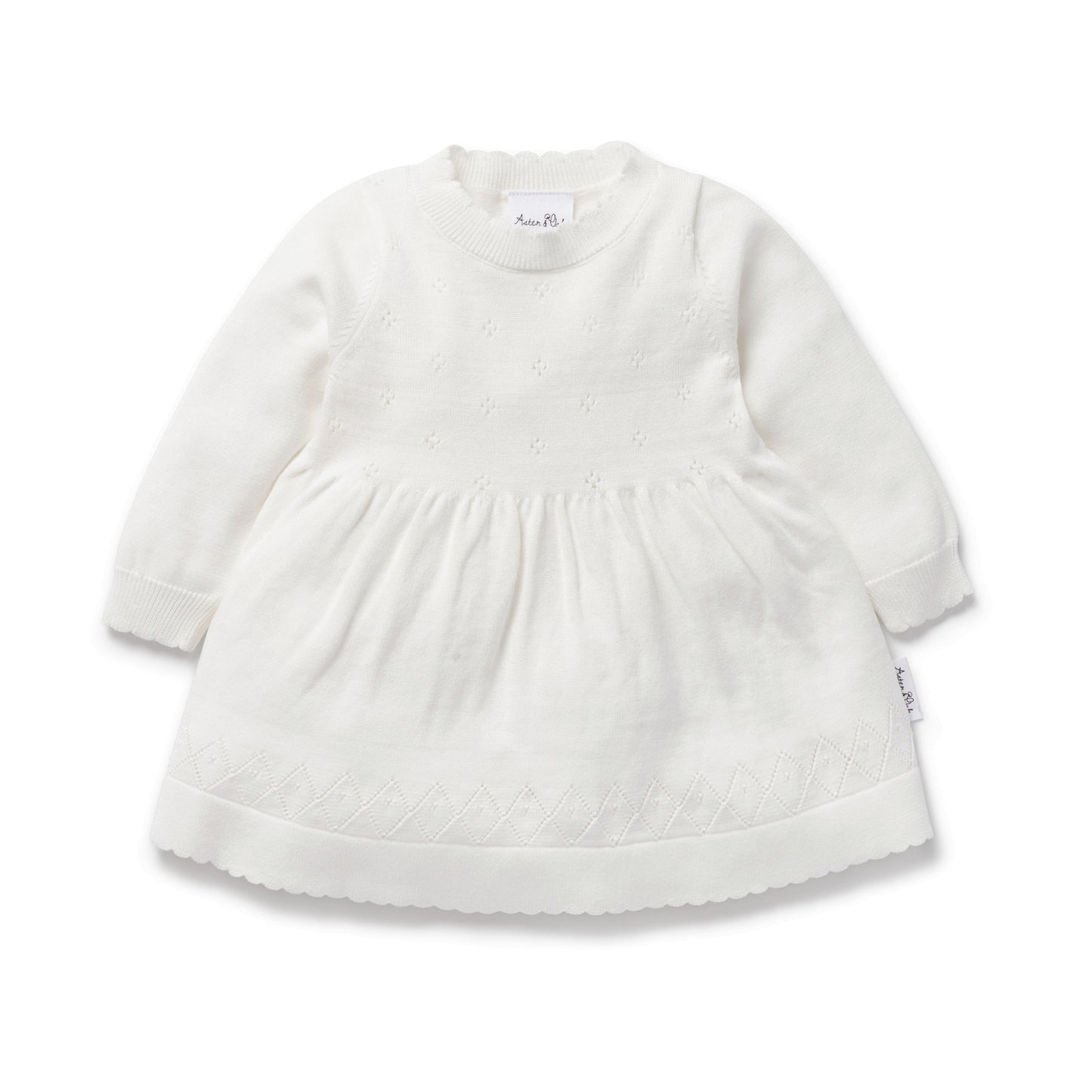 Aster & Oak Ivory Pointelle Knit Dress