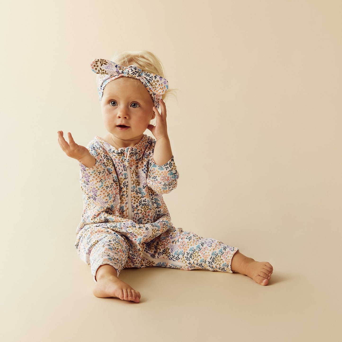 Wilson & Frenchy Organic Zipsuit with Feet Tiny Bloom