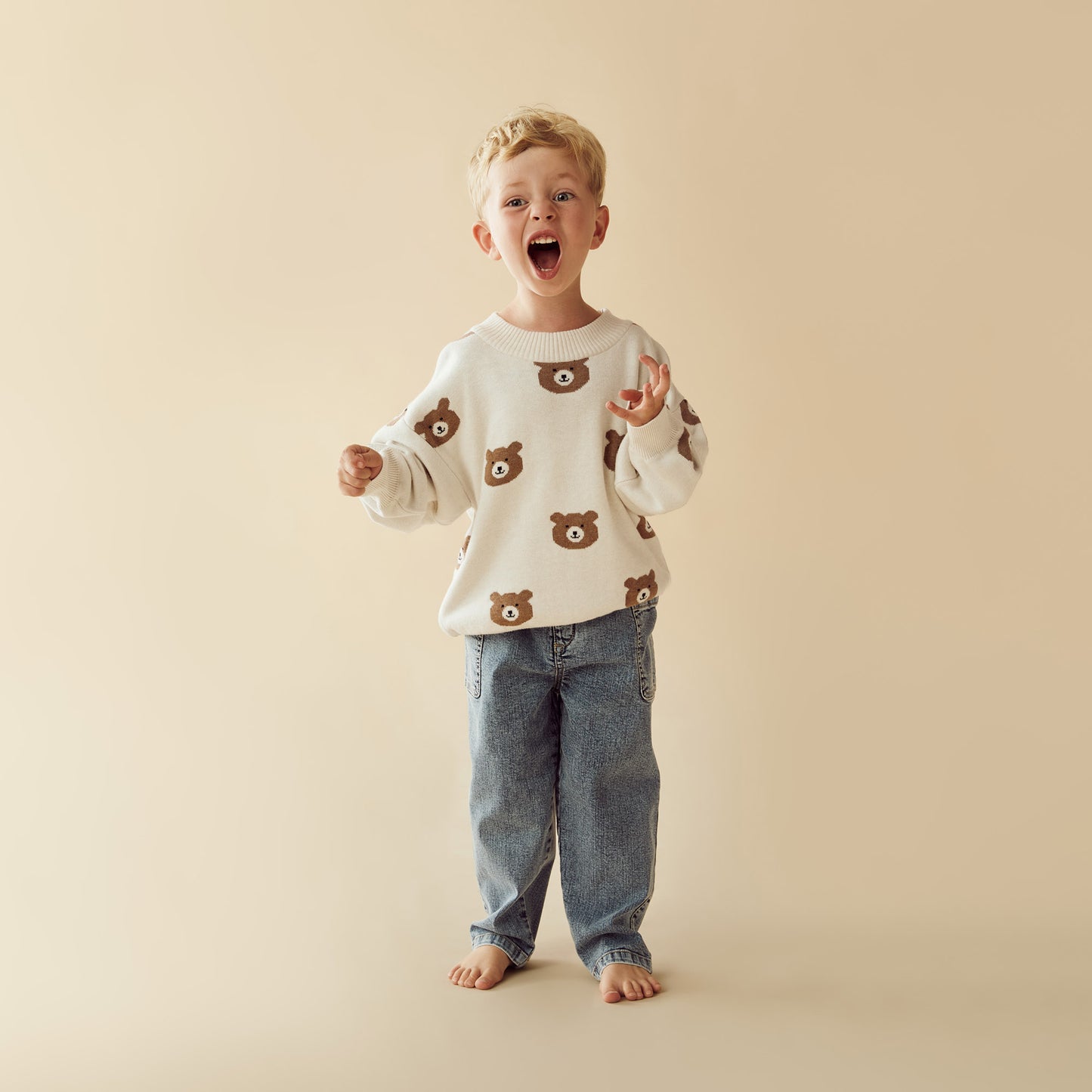 Wilson & Frenchy Organic Knitted Jacquard Jumper Beary Cute