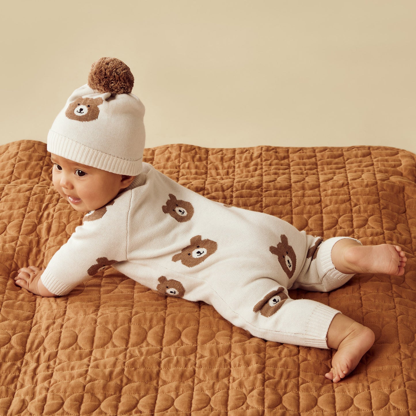 Wilson & Frenchy Organic Knitted Jacquard Hat Beary Cute