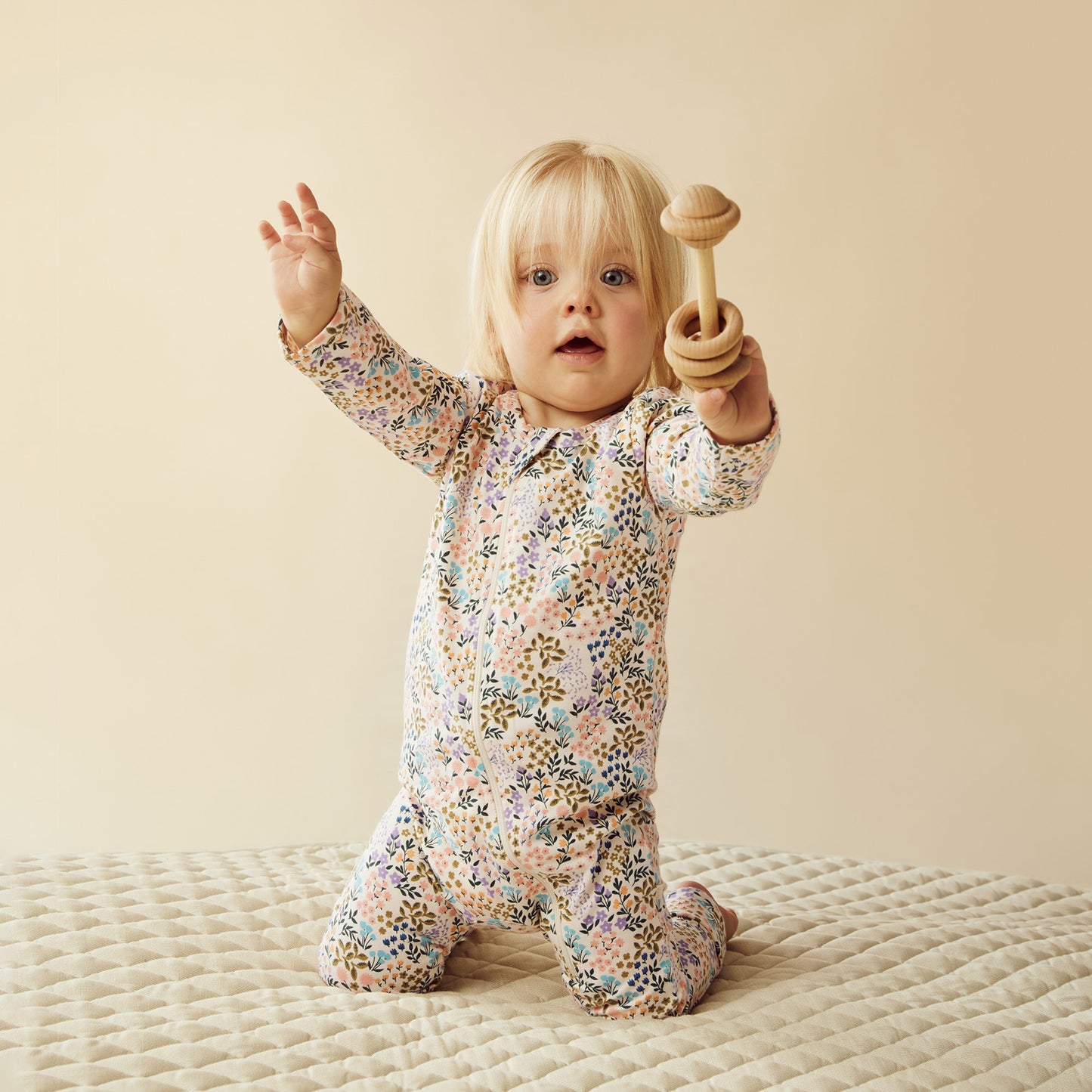 Wilson & Frenchy Organic Zipsuit with Feet Tiny Bloom