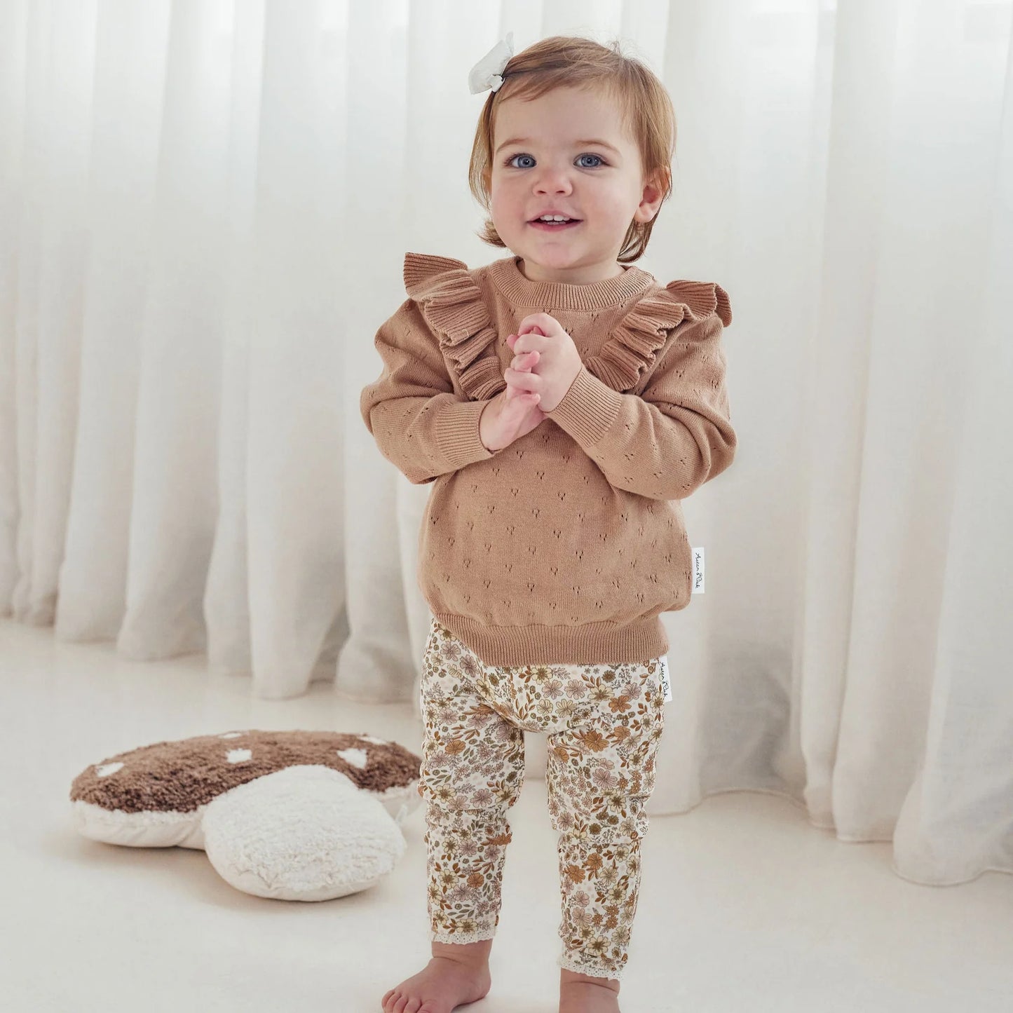 Aster & Oak Cocoa Ruffle Knit Jumper