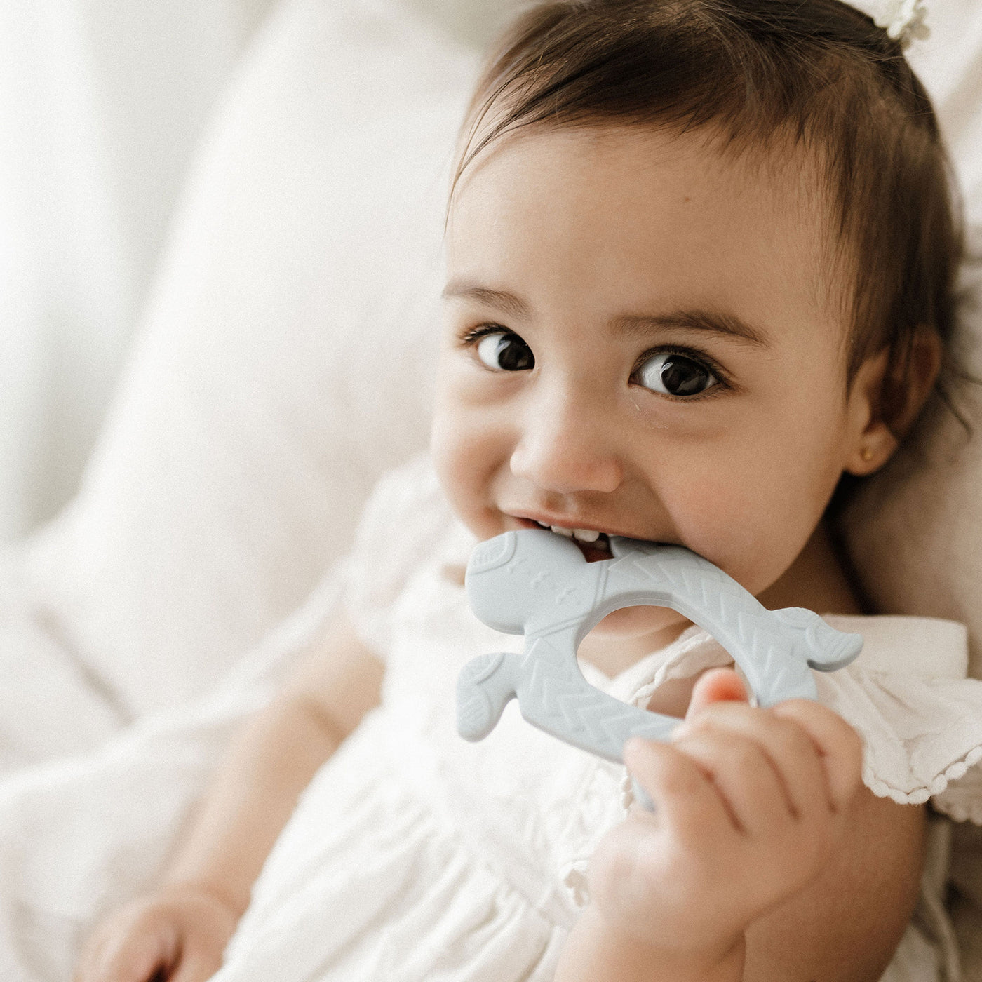 Bo & Ko Polynesian Turtle Teether Duck Egg Blue