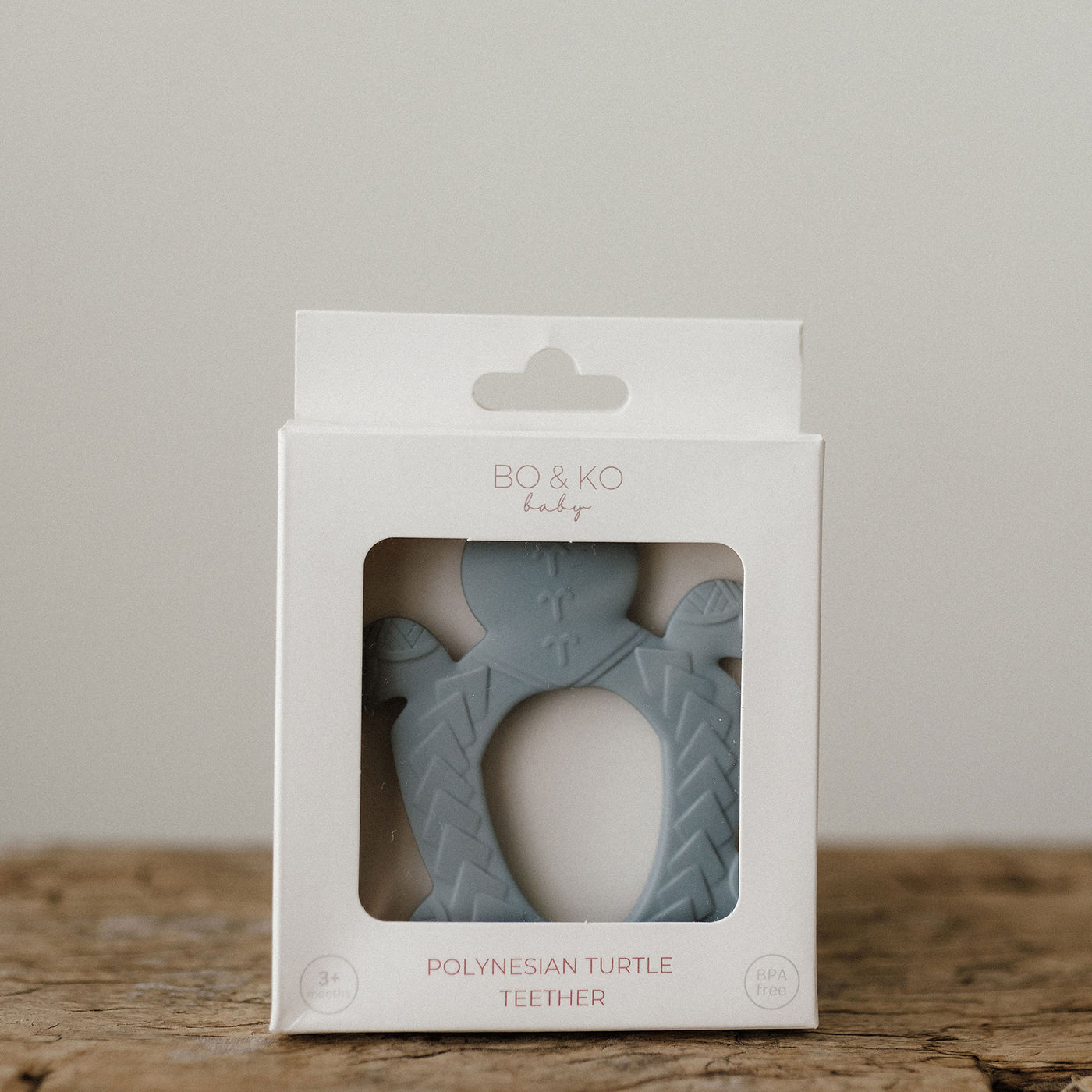 Bo & Ko Polynesian Turtle Teether Duck Egg Blue