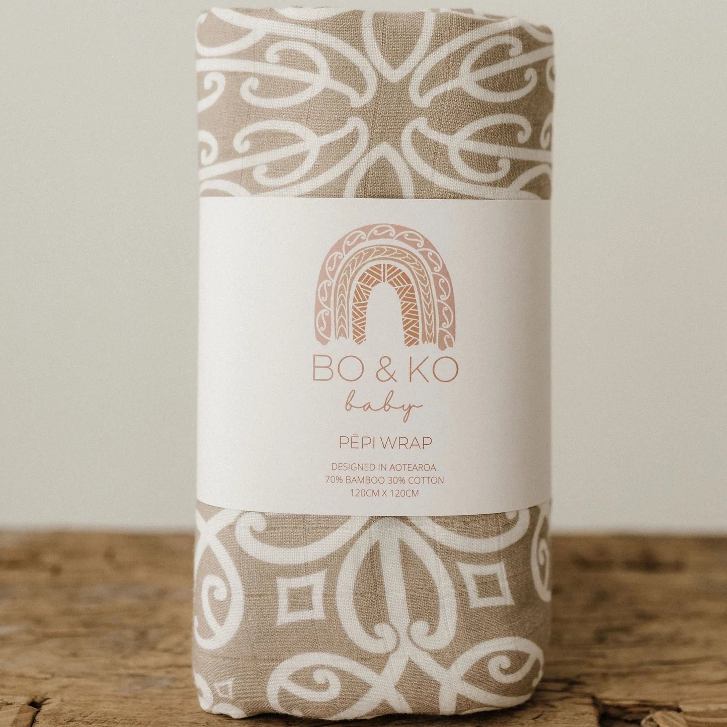 Bo & Ko Koru Maori Pēpi Wrap Mocha