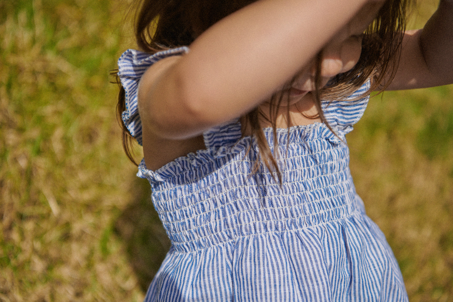 Nature Baby Gala Dress Linen Blue Stripe