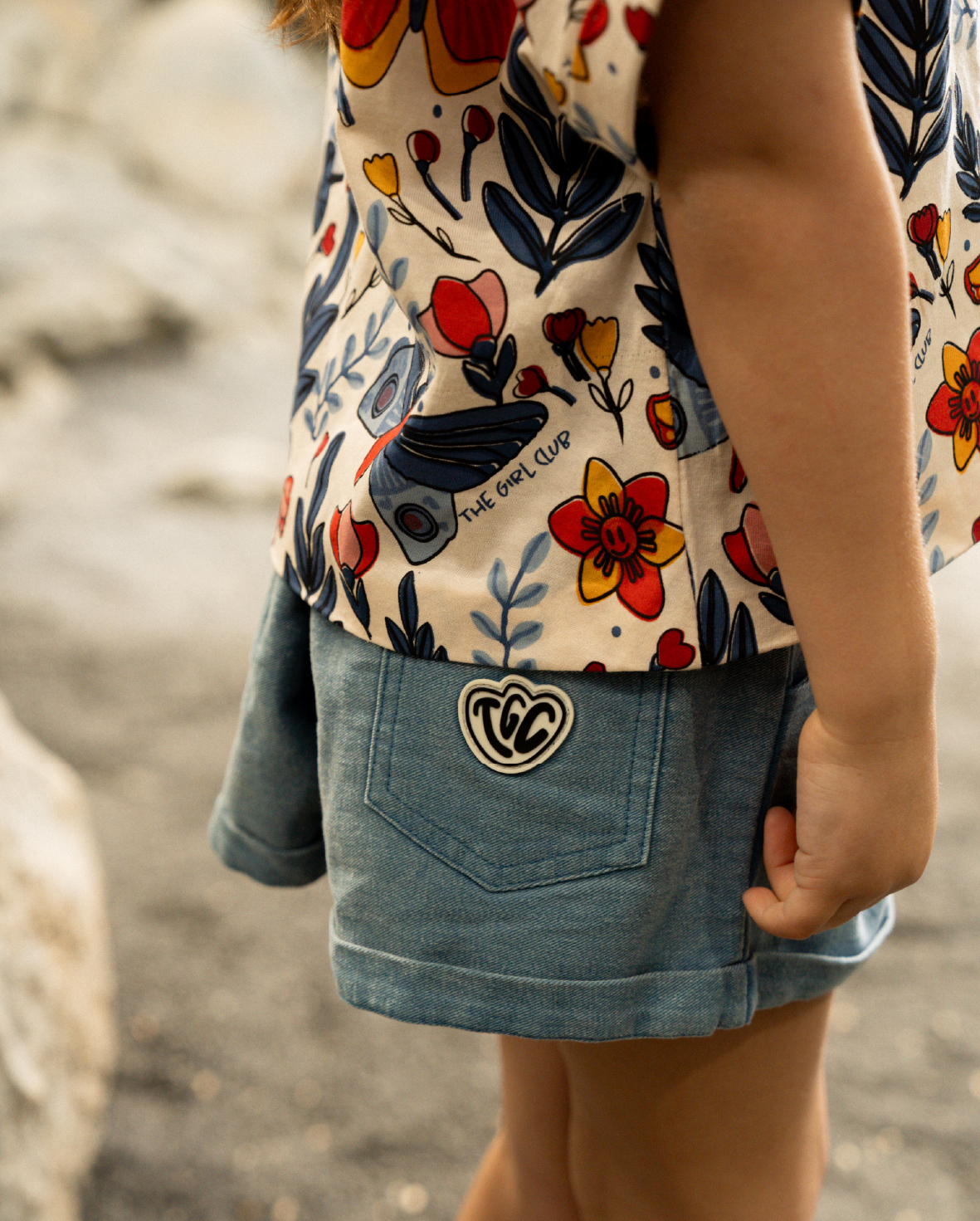 The Girl Club Blue Wash Summer Shorts
