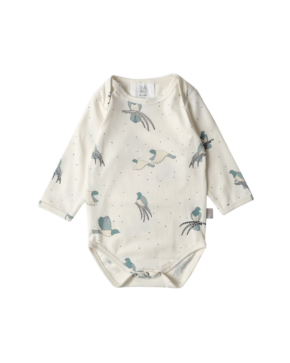 Babu Organic Cotton Long Sleeve Bodysuit Kererū