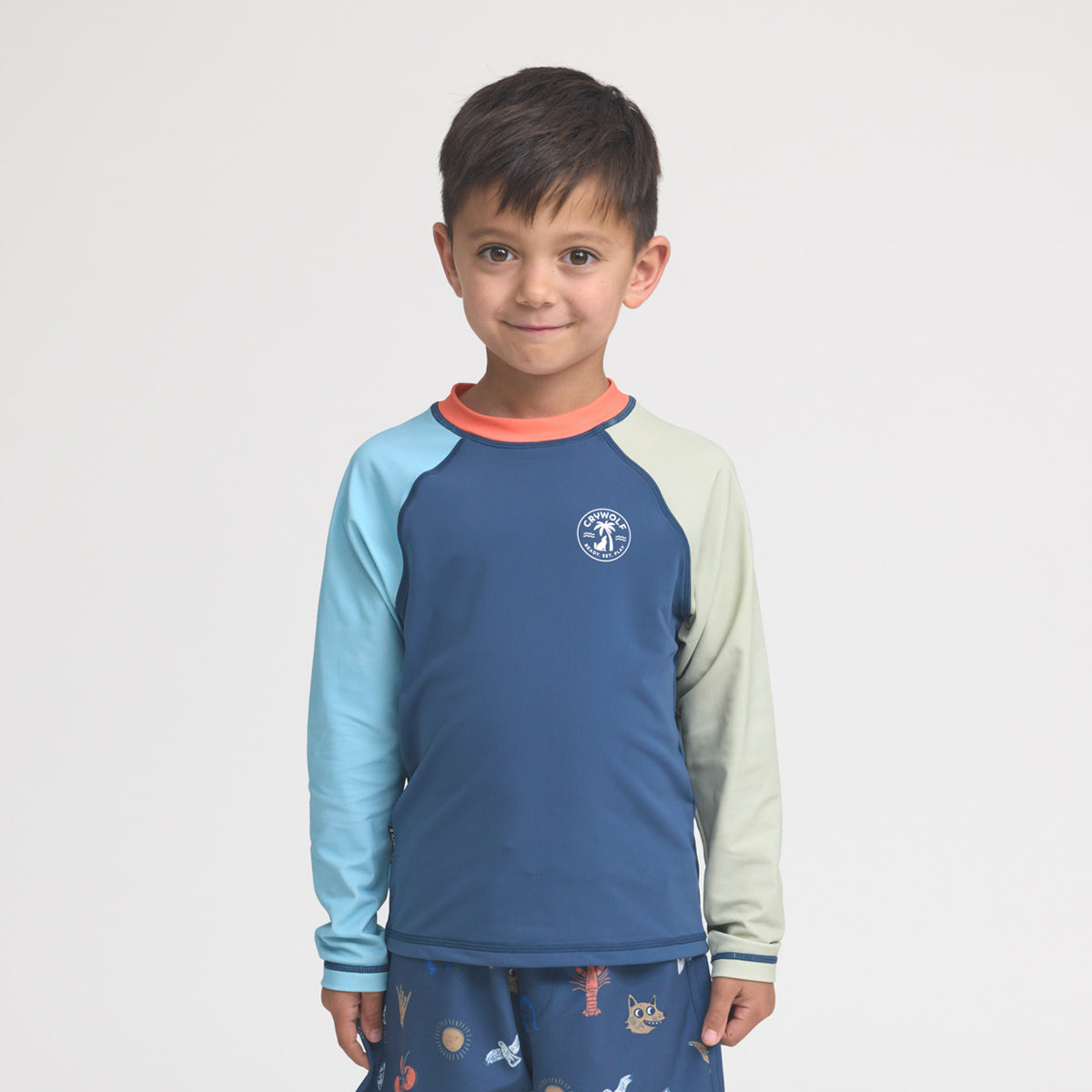 Crywolf Long Sleeve Rash Vest Ocean Colourblock