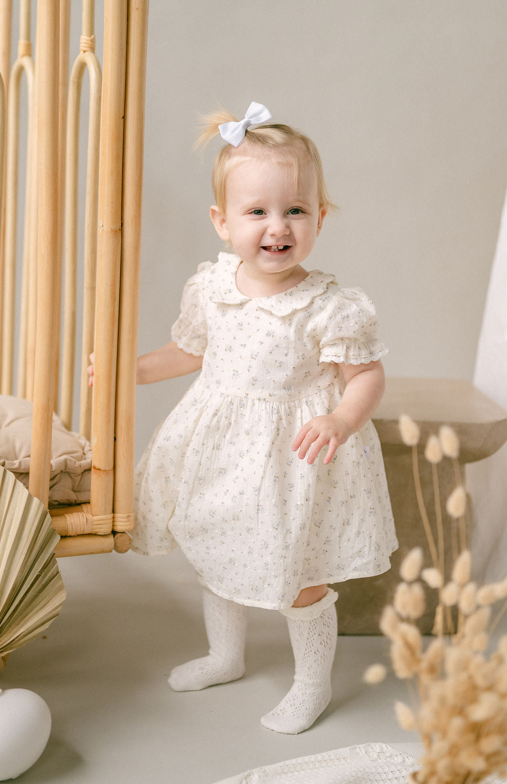Aster & Oak Sofia Floral Dress Ivory