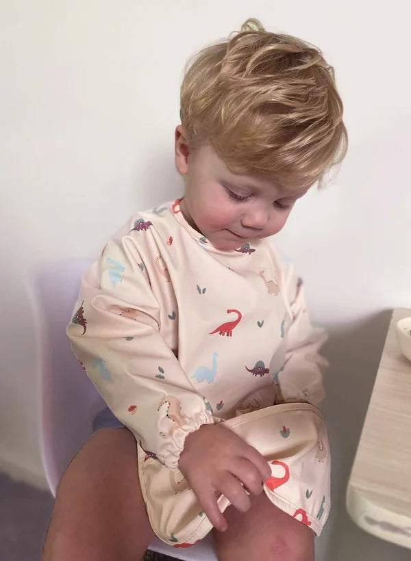 Over the Dandelions Waterproof Longsleeve Bib Dinosaur