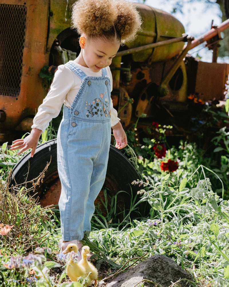 Minihaha Botanica Embroidered Overalls