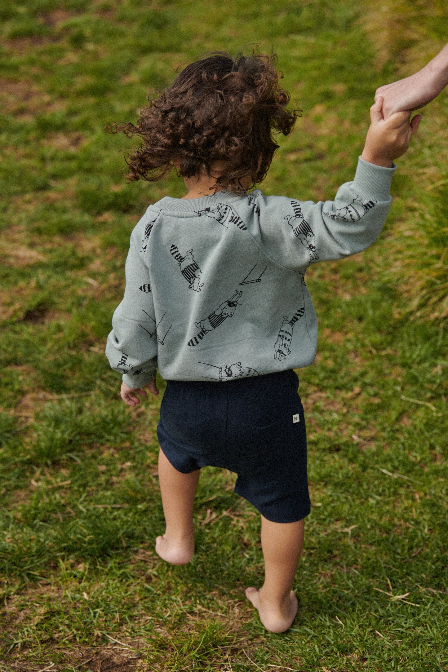 Nature Baby Emerson Sweater Raccoon Rhapsody Print