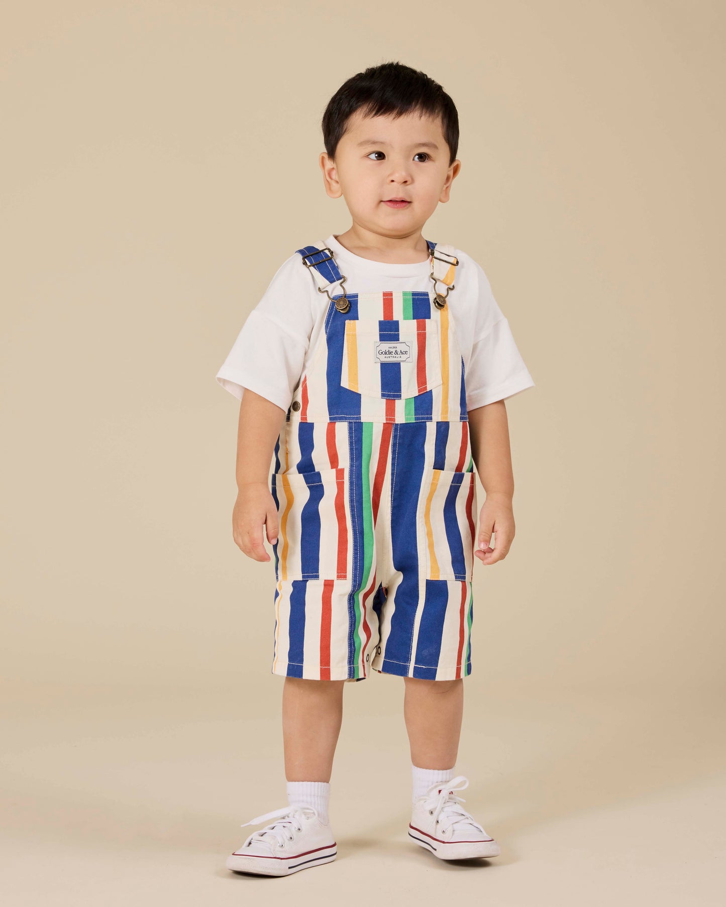Goldie + Ace 90'S Bold Stripe James Denim Pocket Overalls