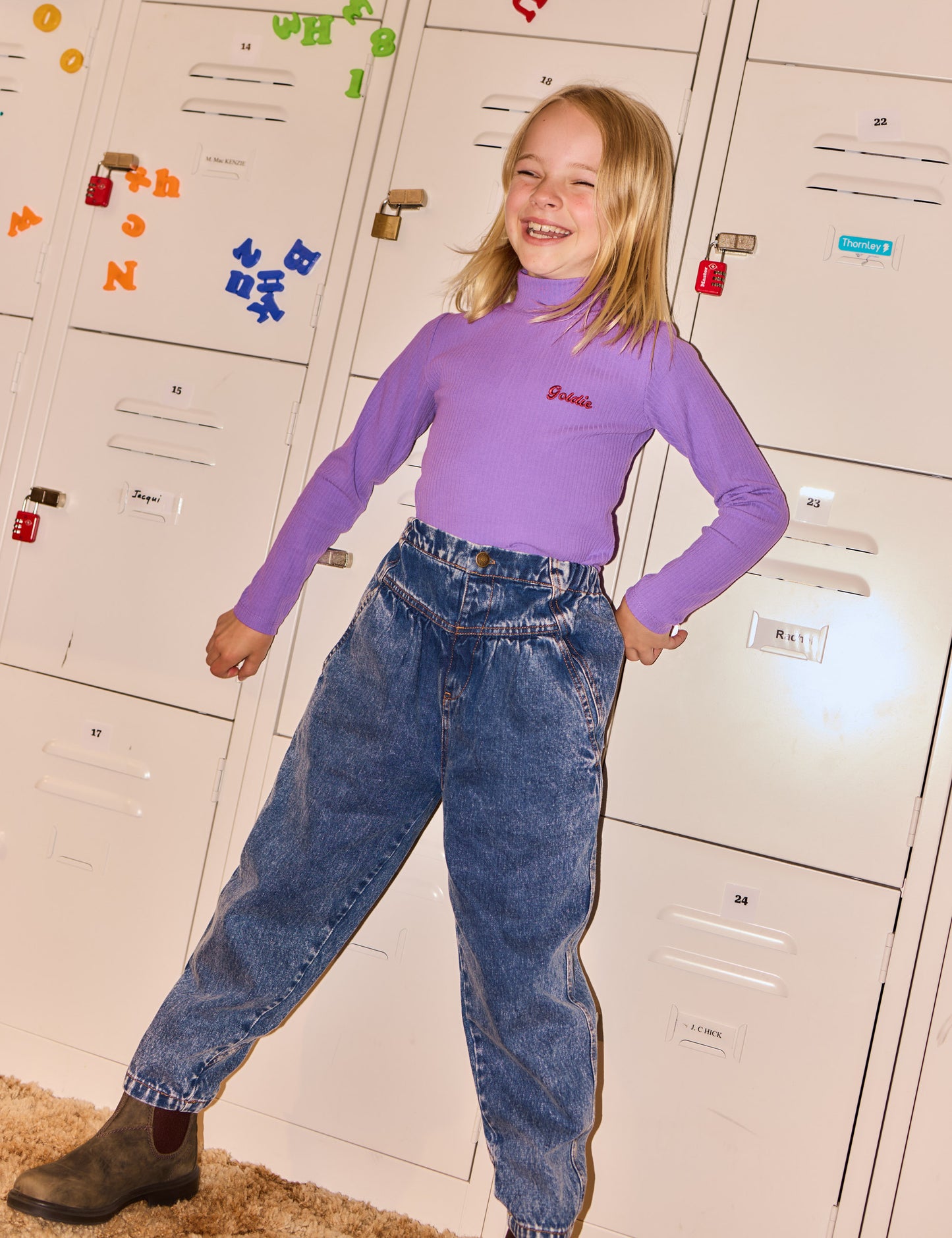 Goldie + Ace Embroidered Rib Skivvy Grape