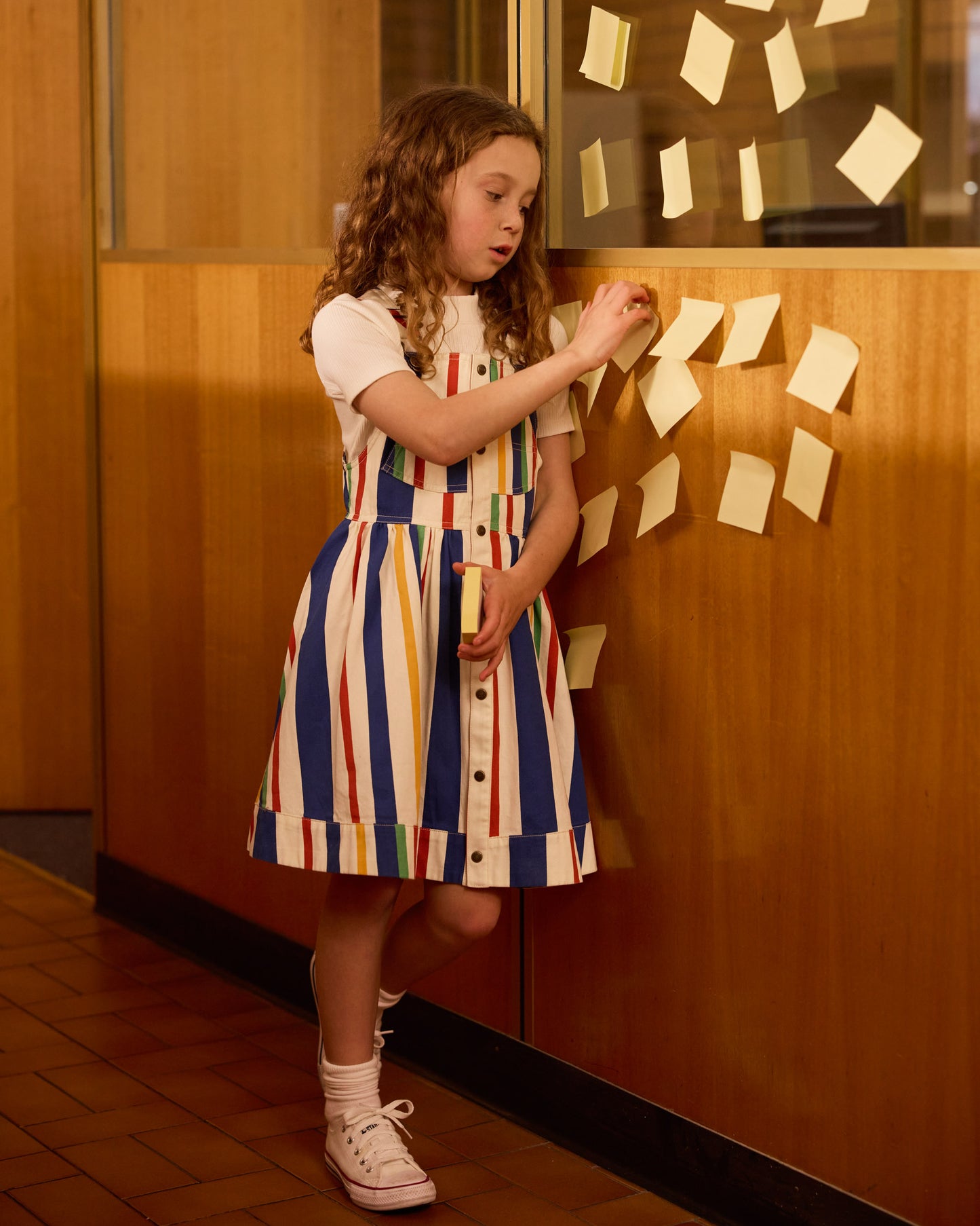 Goldie + Ace 90'S Bold Stripe Heidi Denim Pinafore Dress