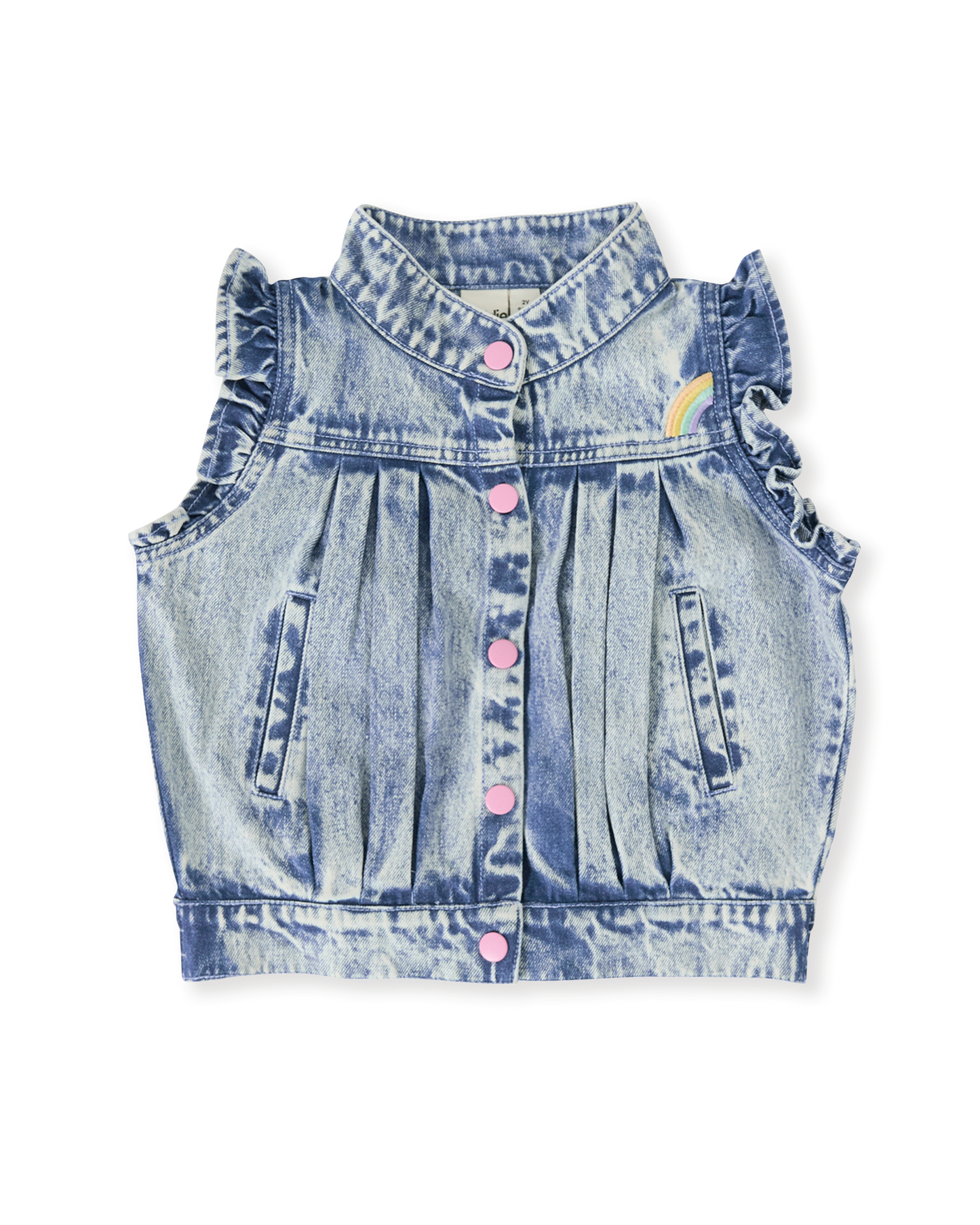 Goldie + Ace Elodie Embroidered Denim Vest