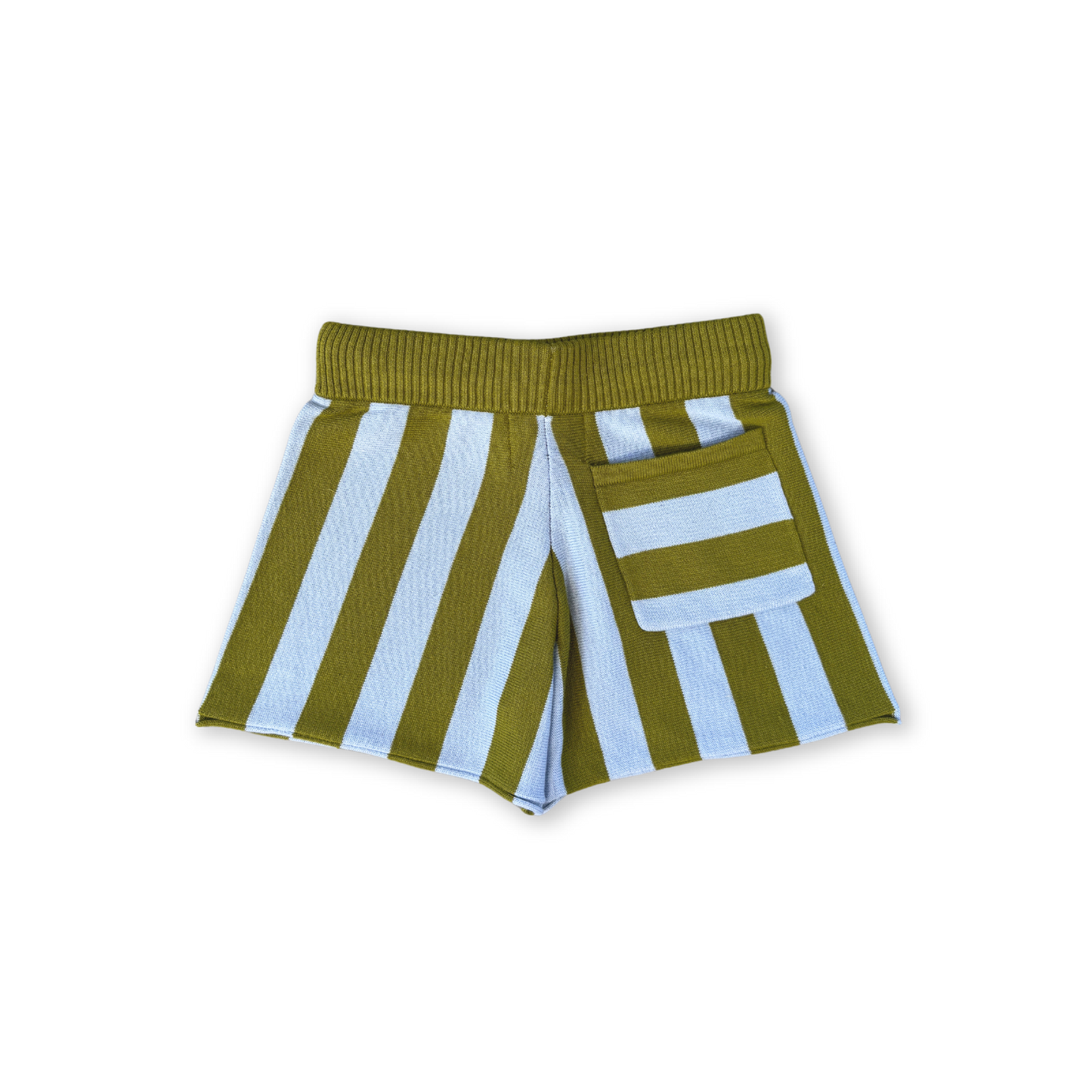 Grown Organic Vertical Stripe Knit Shorts Ocean | Leaf