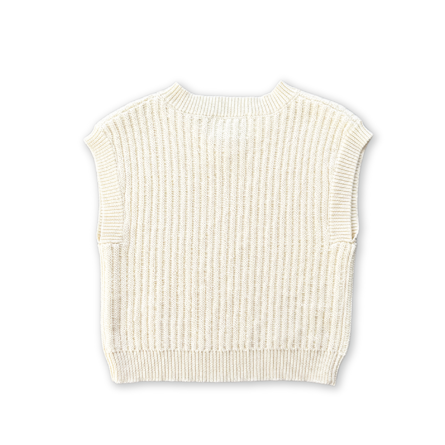 Grown Chunky Rib V-Neck Vest Milk