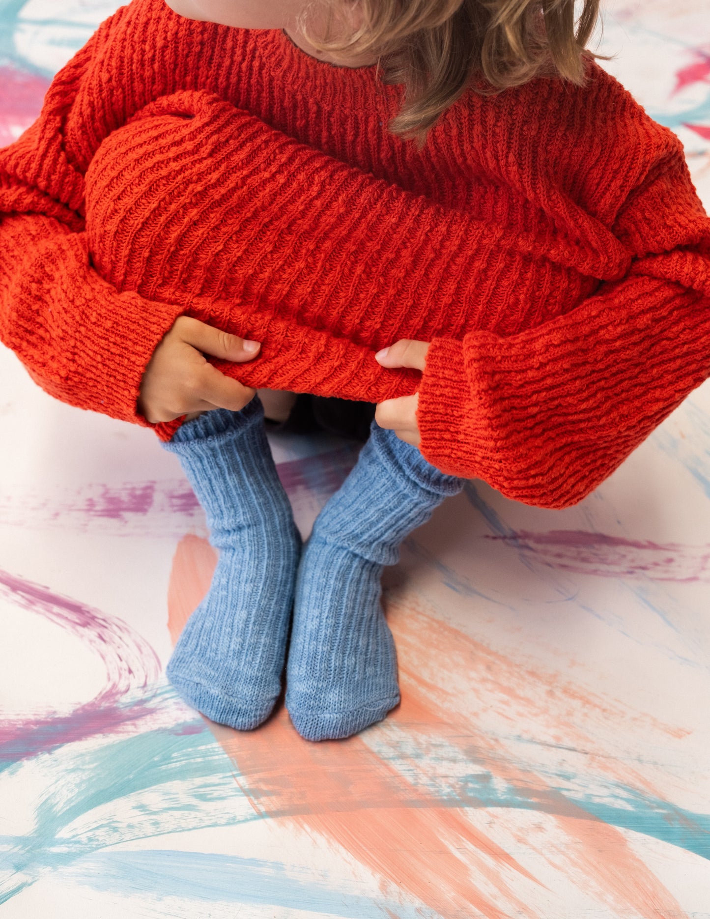 Grown Cotton Slub Chunky Rib Socks Duck Egg