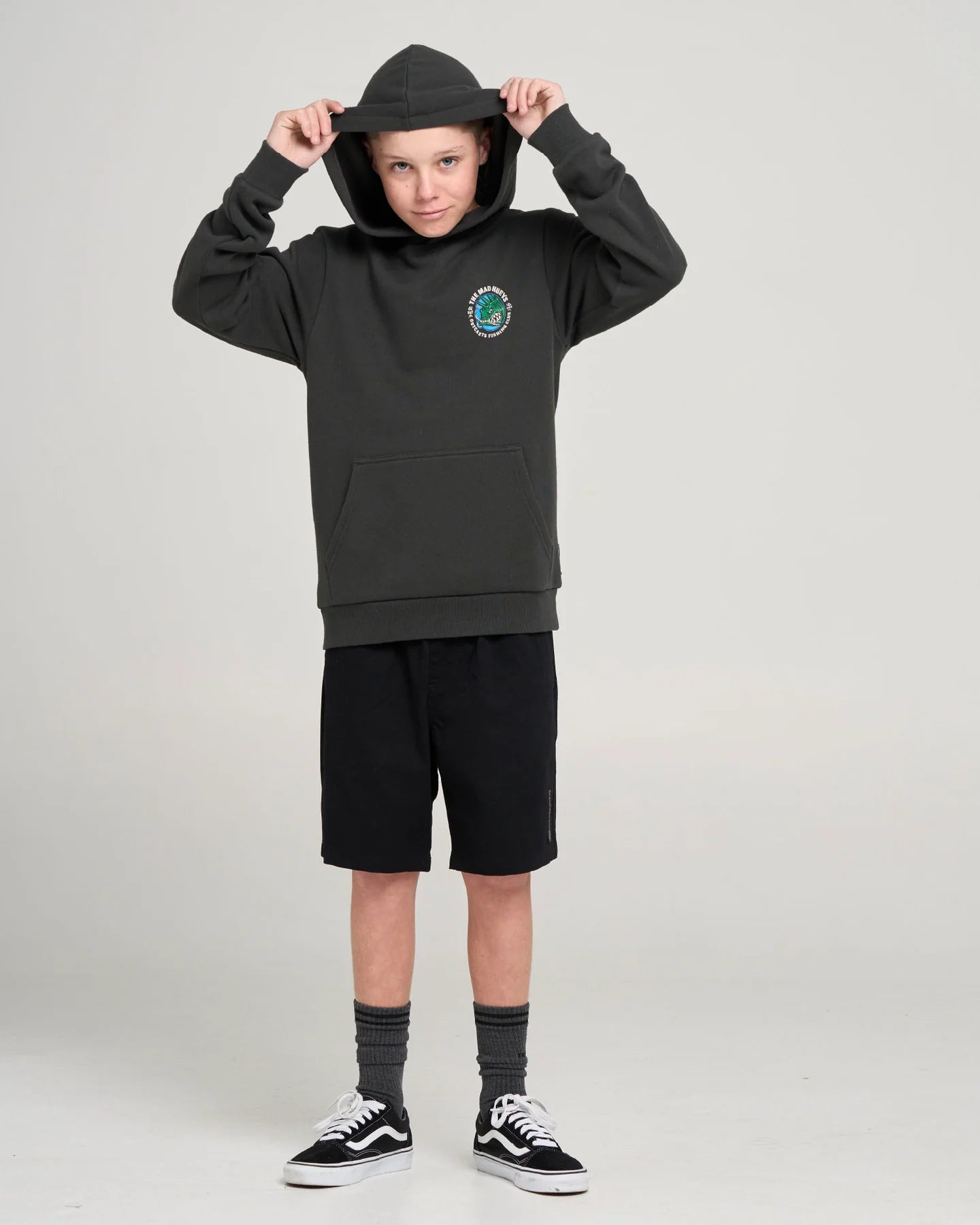 Mad Hueys Outcasts Hooded Pullover Vintage Black