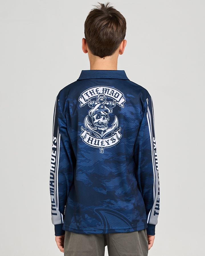 Mad Hueys Fishing Jersey Sailor Anchor UPF 50+ Long Sleeve Navy