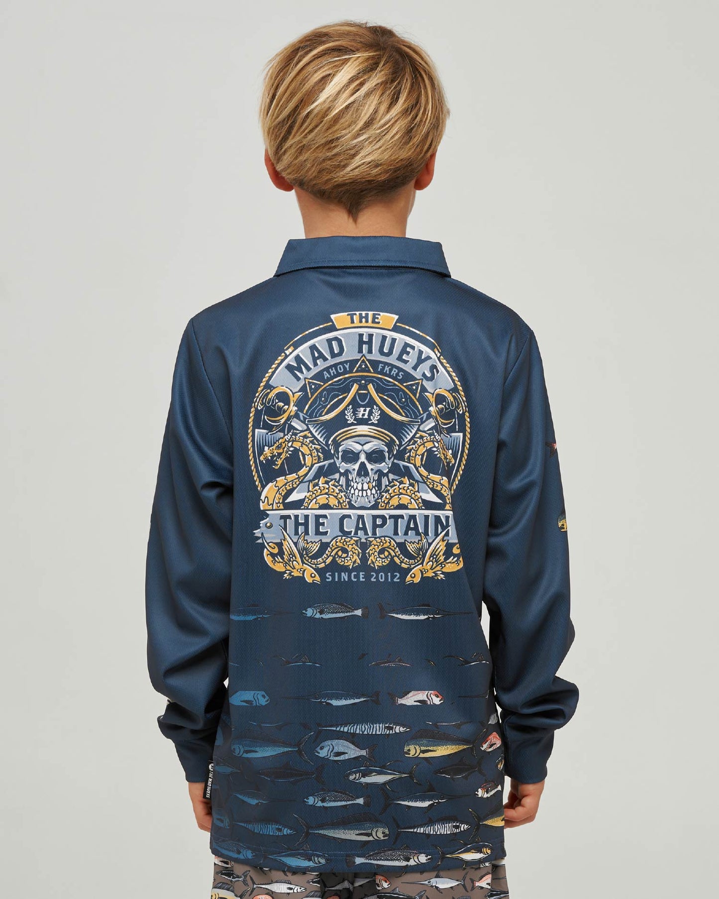Mad Hueys Dragon Captain Youth UPF 50+ Fishing Jersey Navy